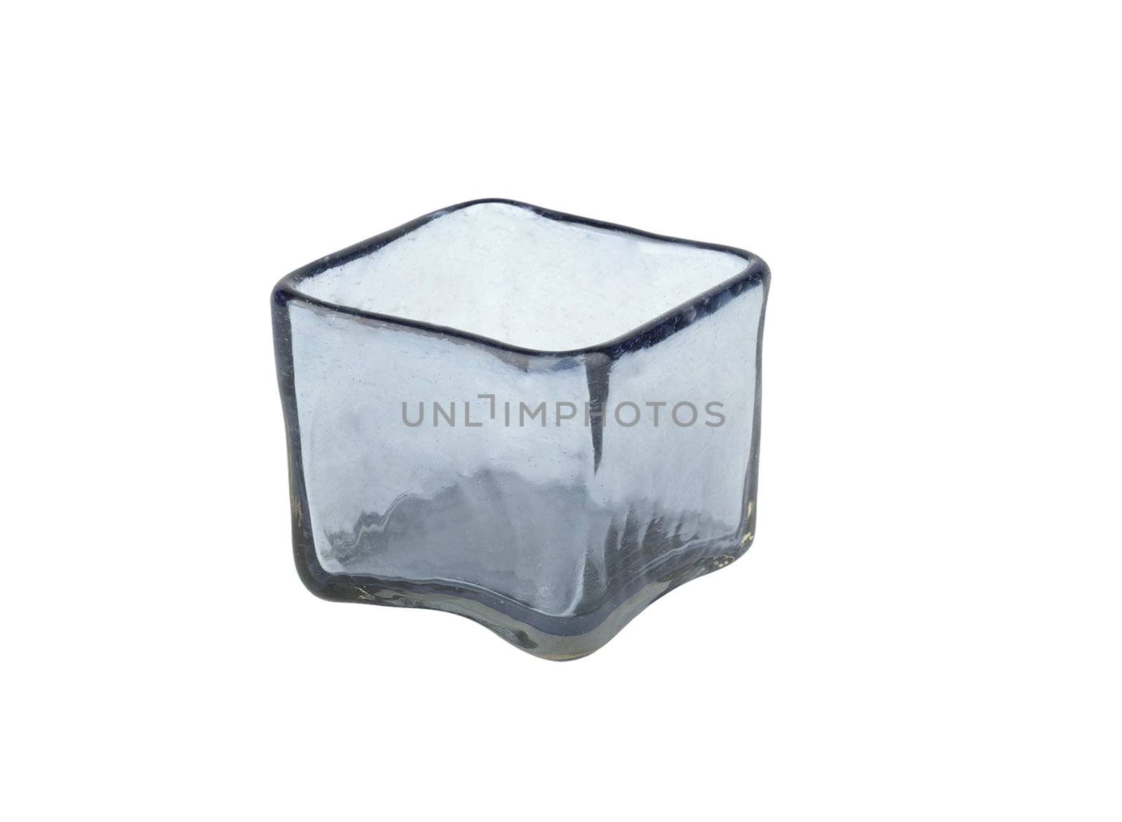 blue ice cube isolated on a white