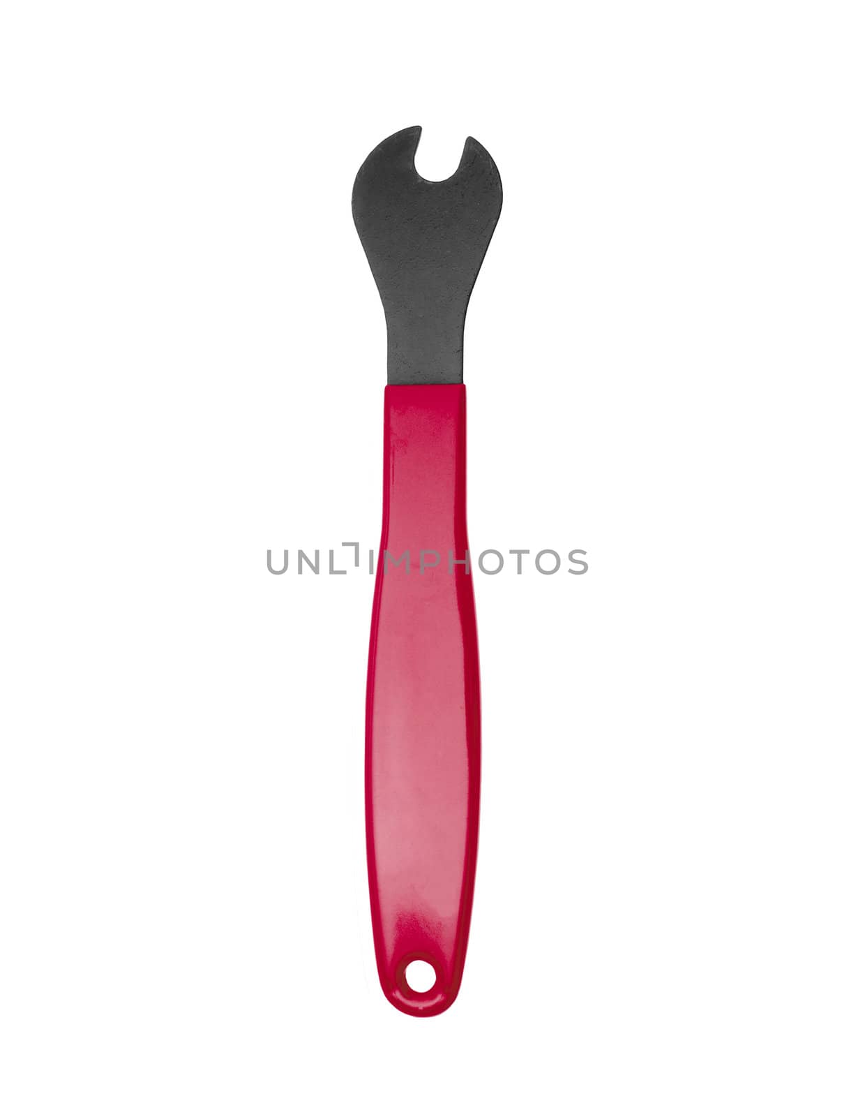 Red wrench isolated on white