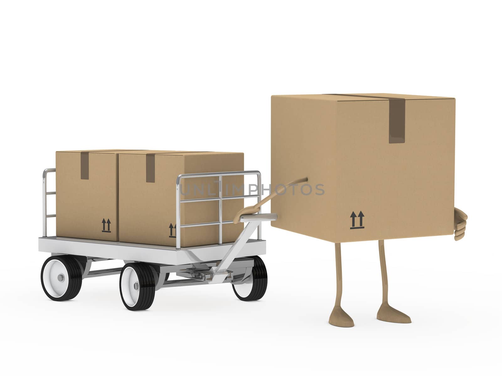 brown package figure draw a transport trolley
