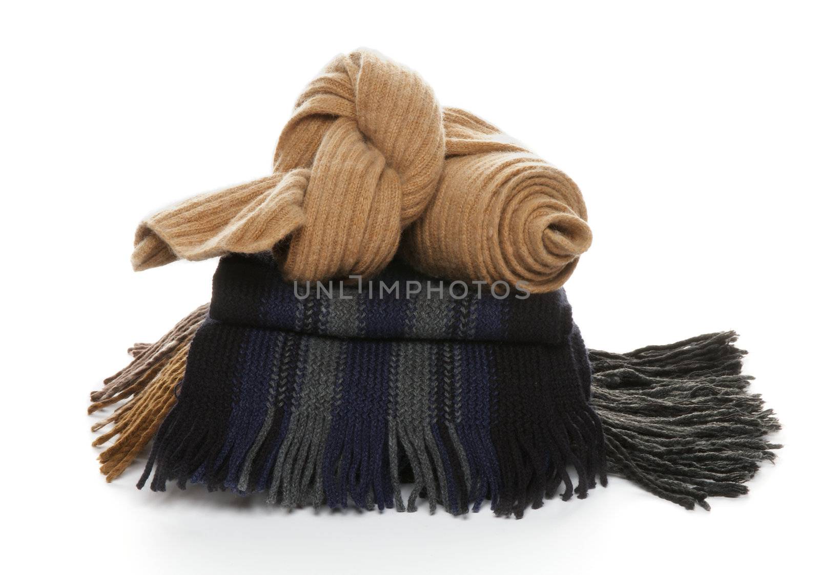 Stack od Various Scarfs isolated on white background