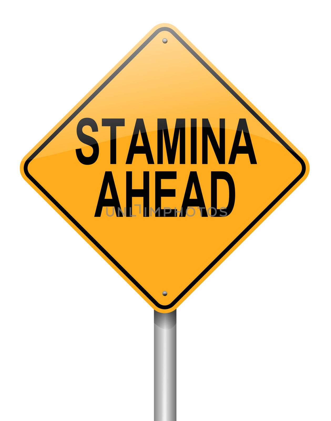 Illustration depicting a roadsign with a stamina concept. White background.