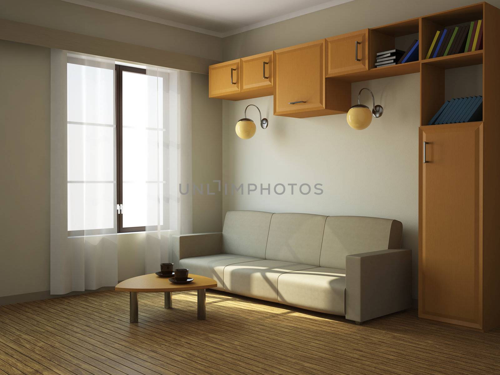 Room interior with furniture and a window
