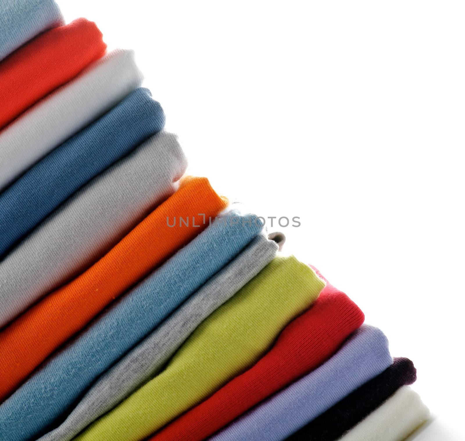 Frame of Color T-Shirts and Clothes isolated on white background