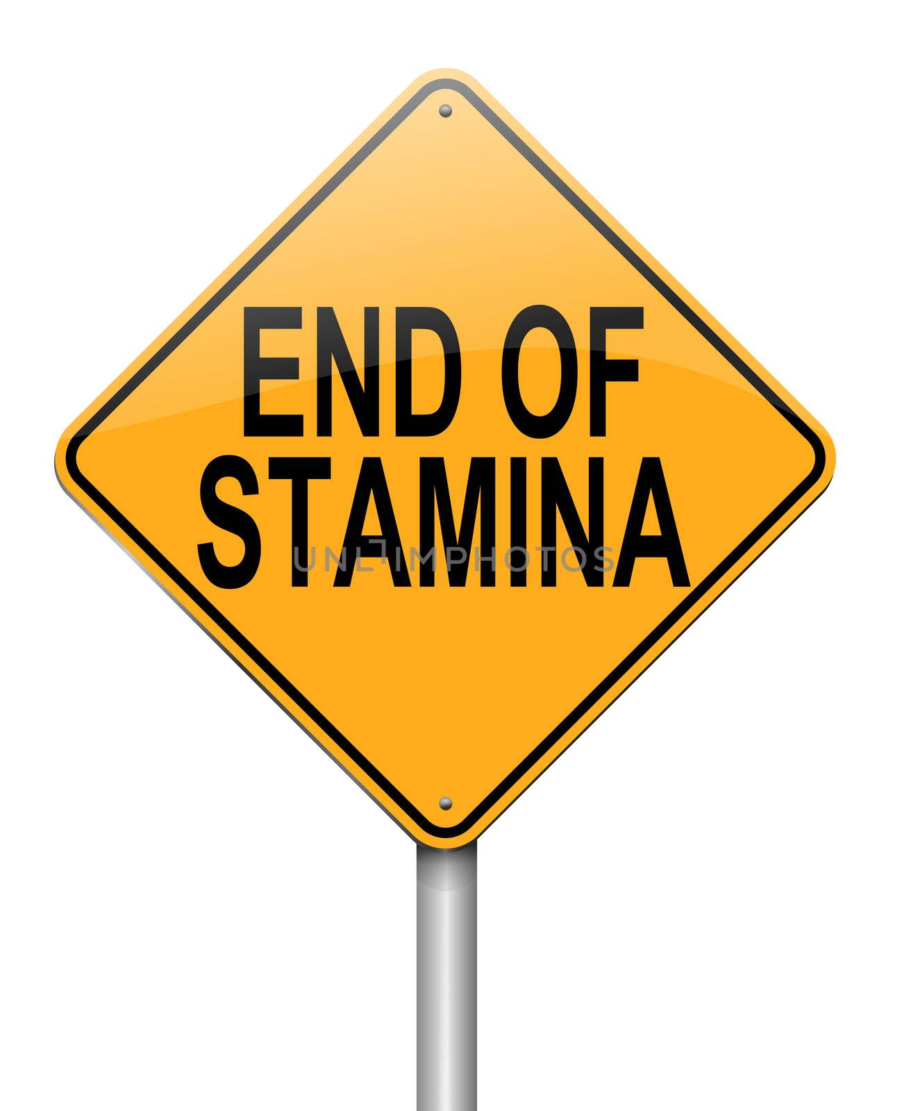 Illustration depicting a roadsign with an end of stamina concept. White background.