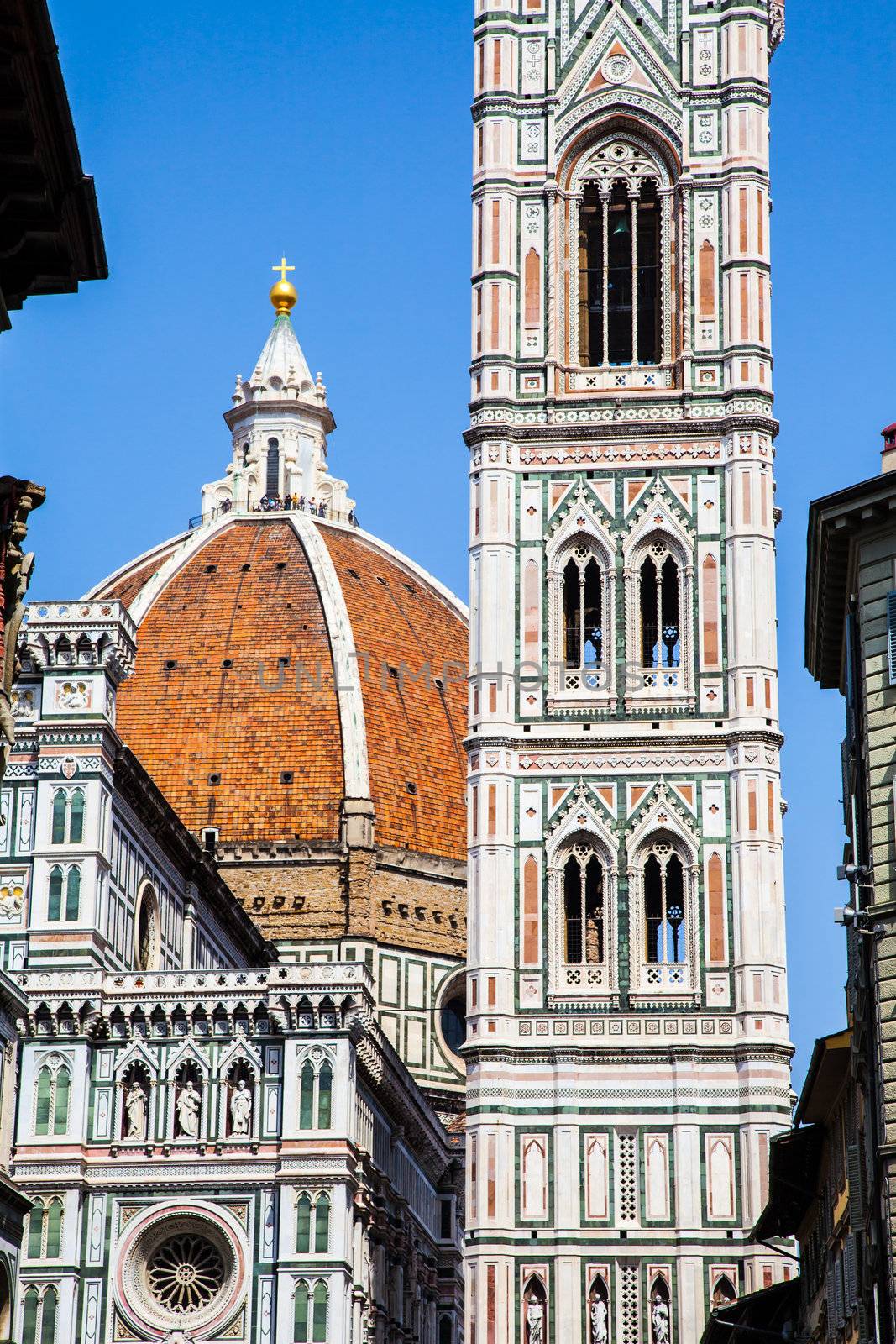 Italy, Florence. The famous landmark Campanile di Giotto, close to Duomo di Firenze