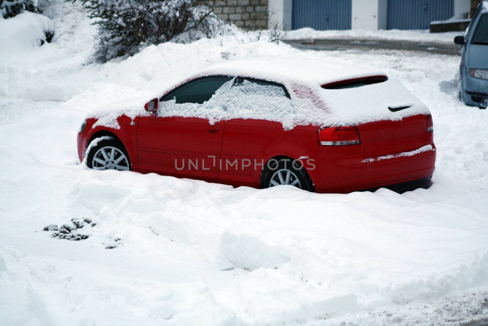 car in the winter on the road