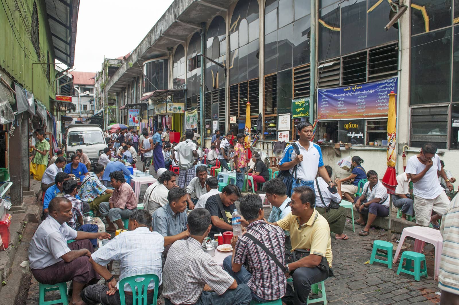 central market in yangon in myanmar