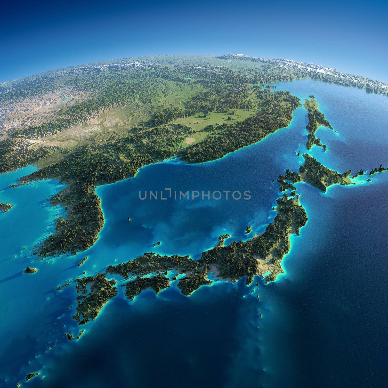 Detailed Earth. Japan and Korea by Antartis