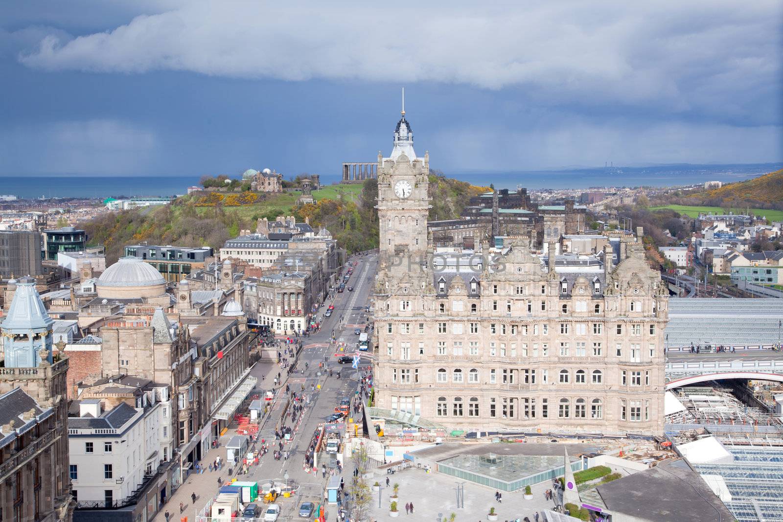 Edinburgh Skylines building and Calton Hill Scotland UK