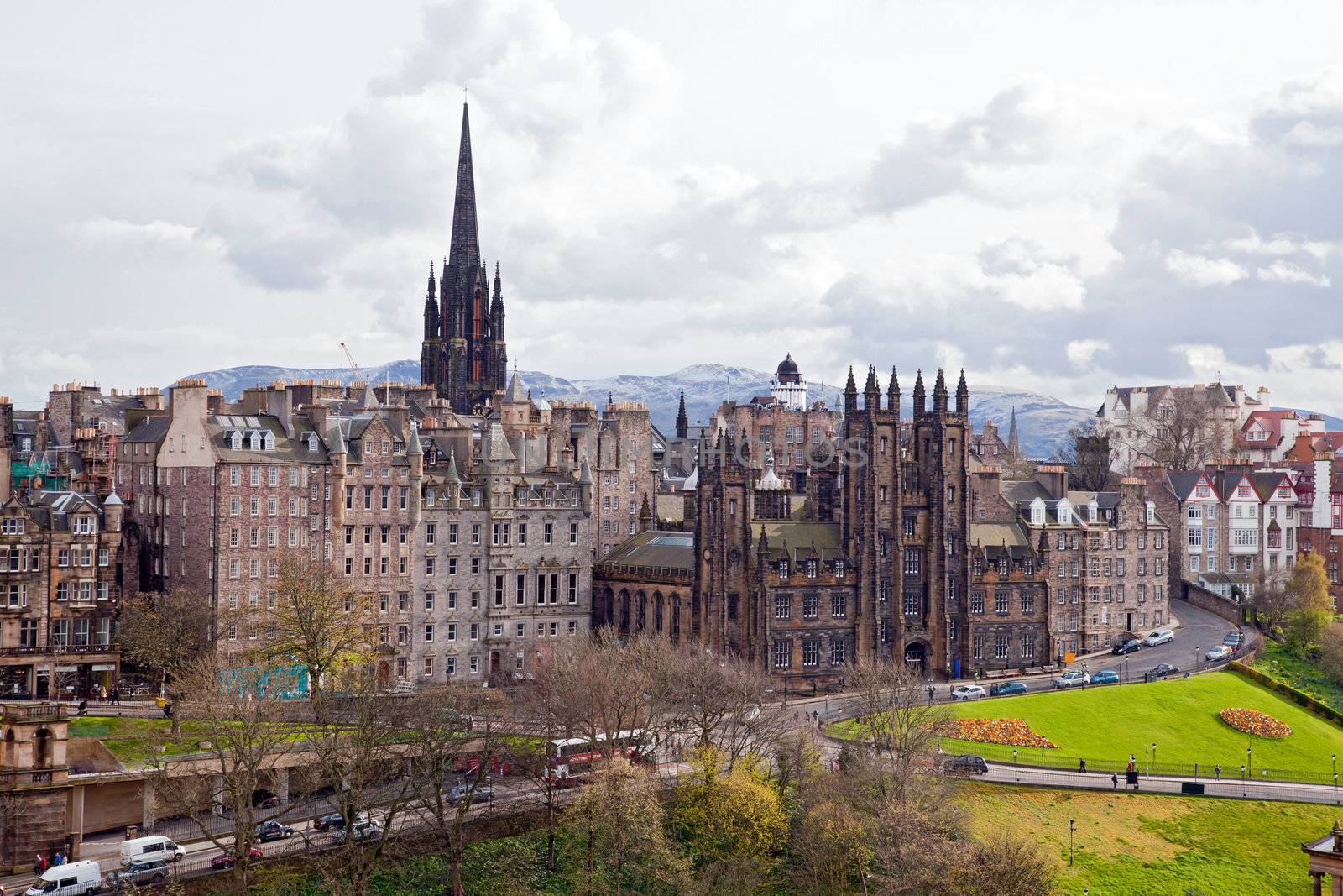 Edinburgh Cityscape with Scott Monument Scotland UK