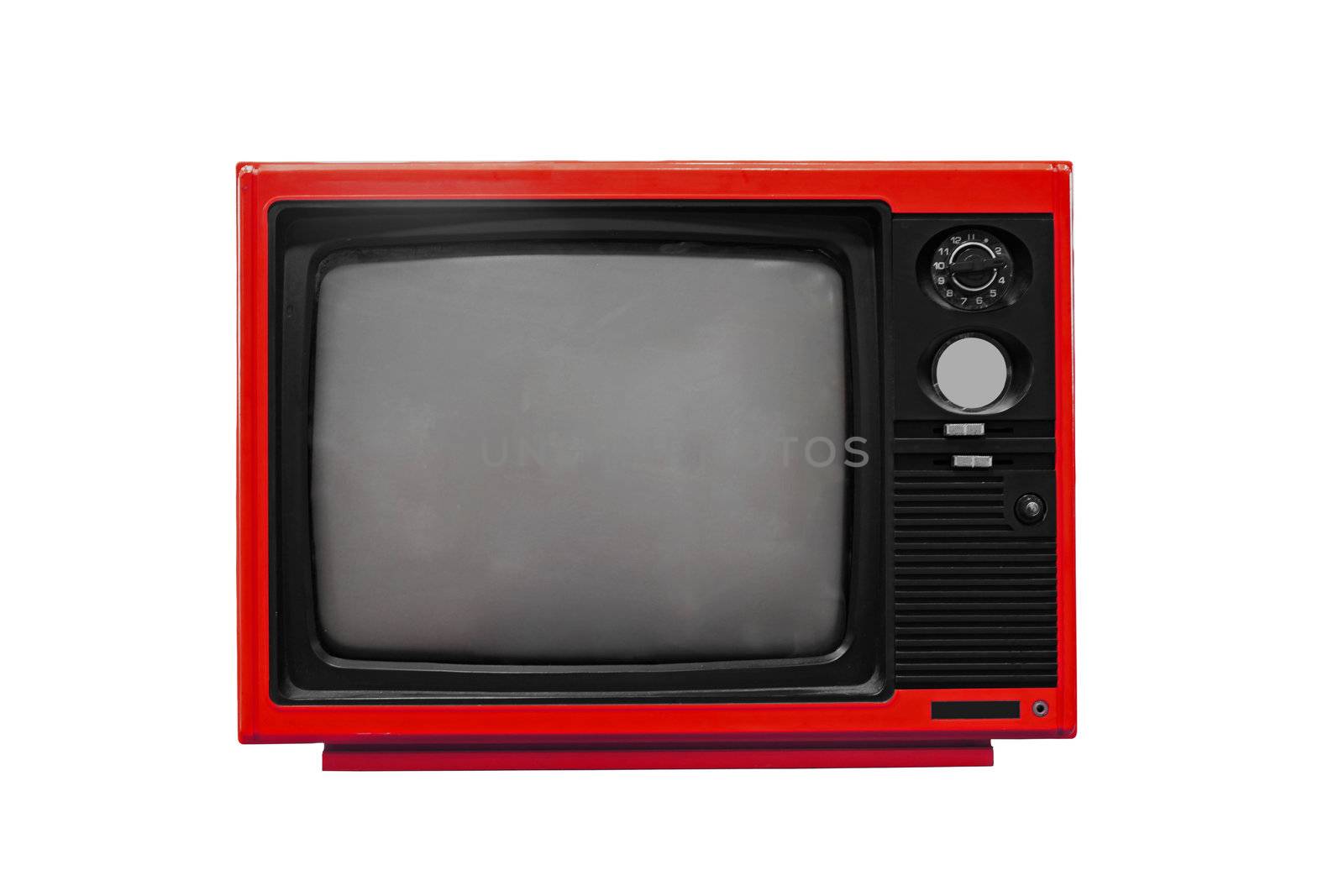Vintage Red TV isolated on white background