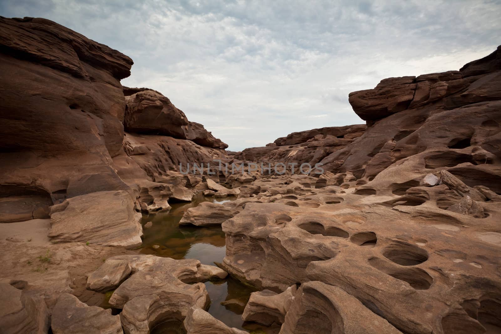 The Amazing of Rock in Mekong River, Ubon Ratchathani, Thailand.