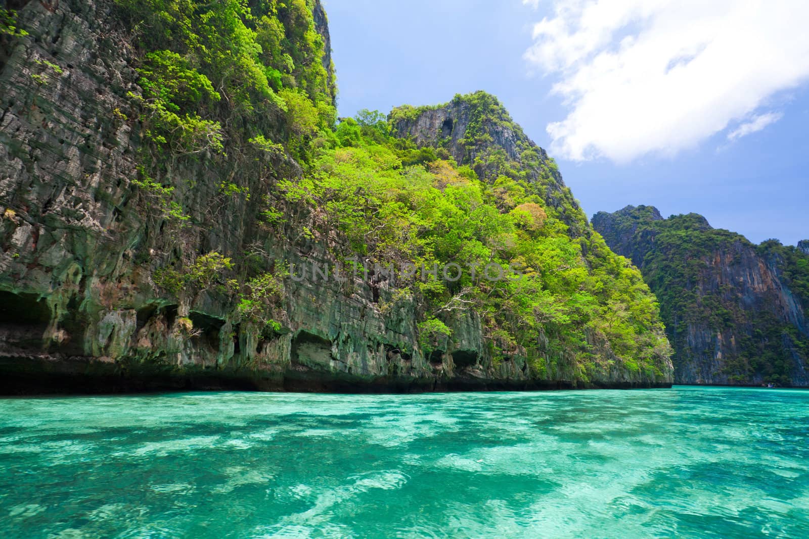 Cliff and the clear sea Phi Phi Leh south of Thailand