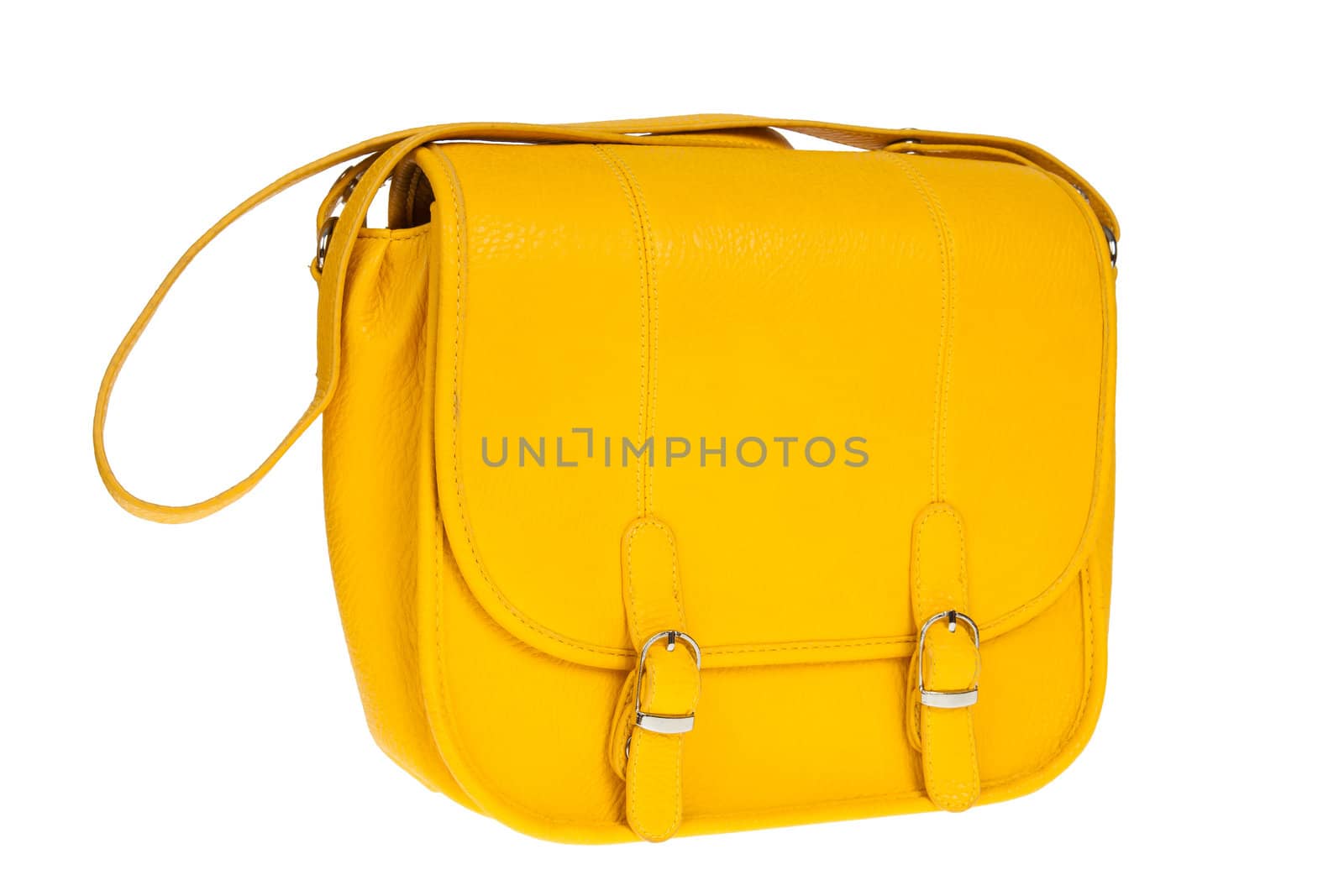 Yellow women bag isolated on white background