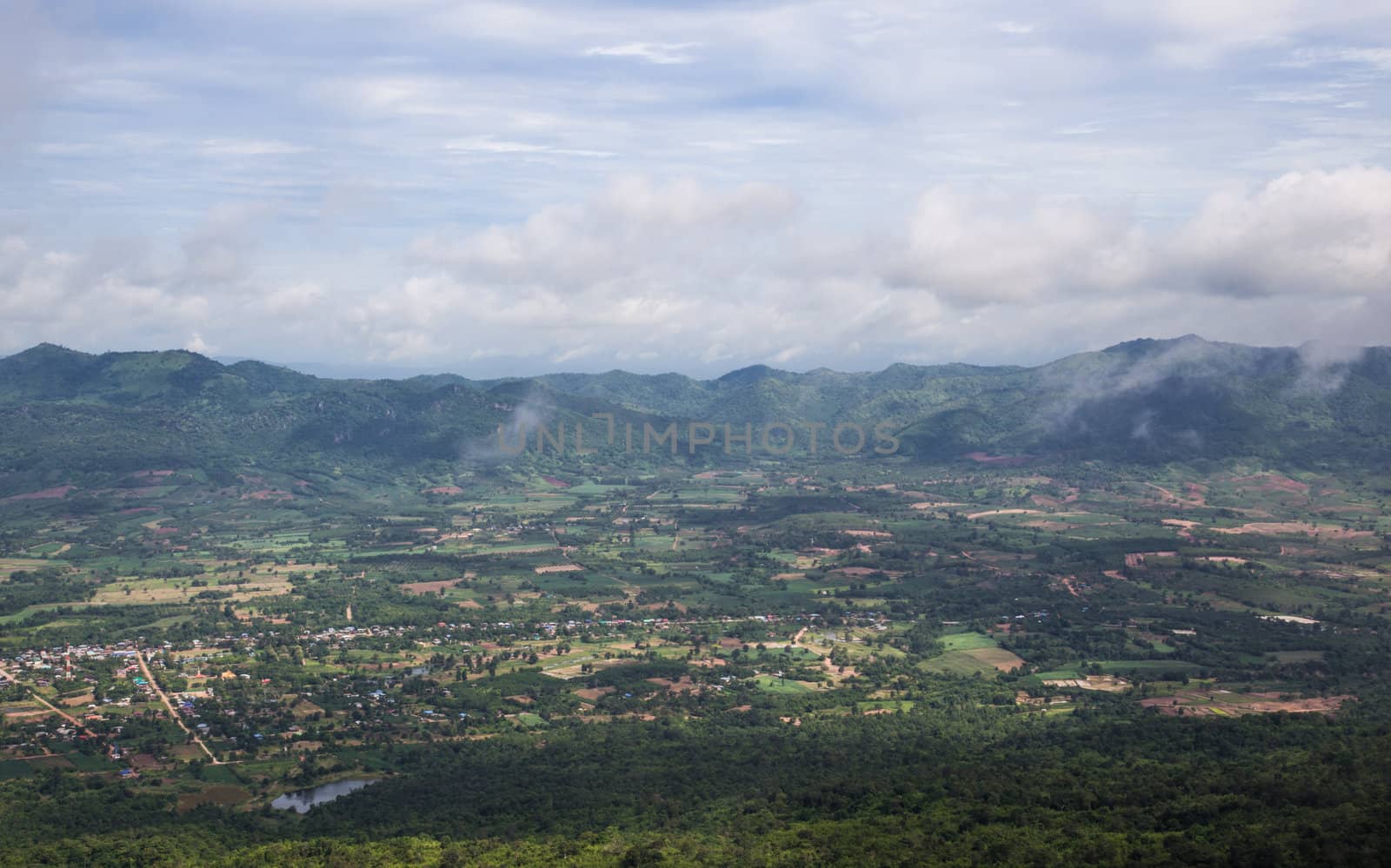 aerial view of village landscape