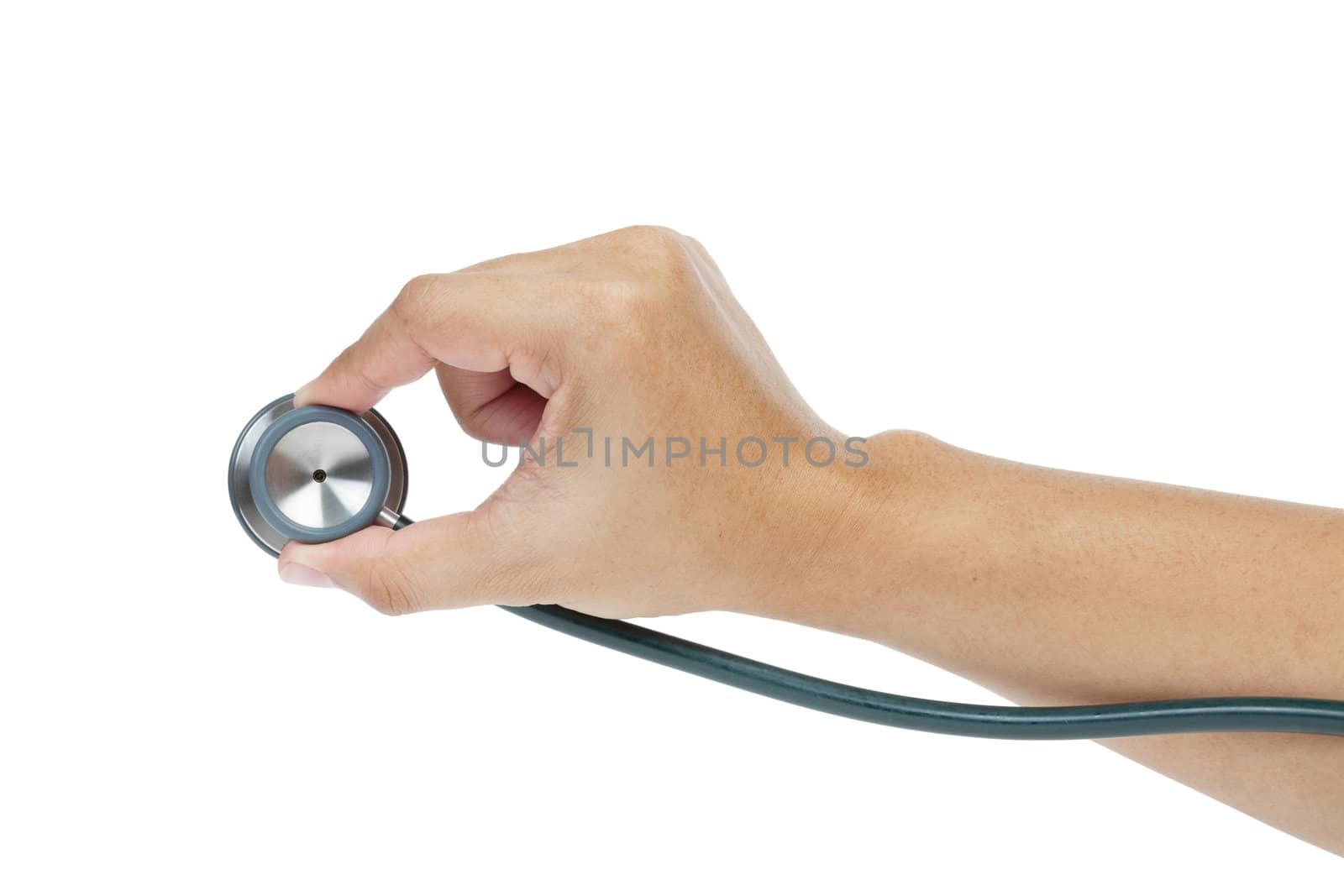 stethoscope and hand