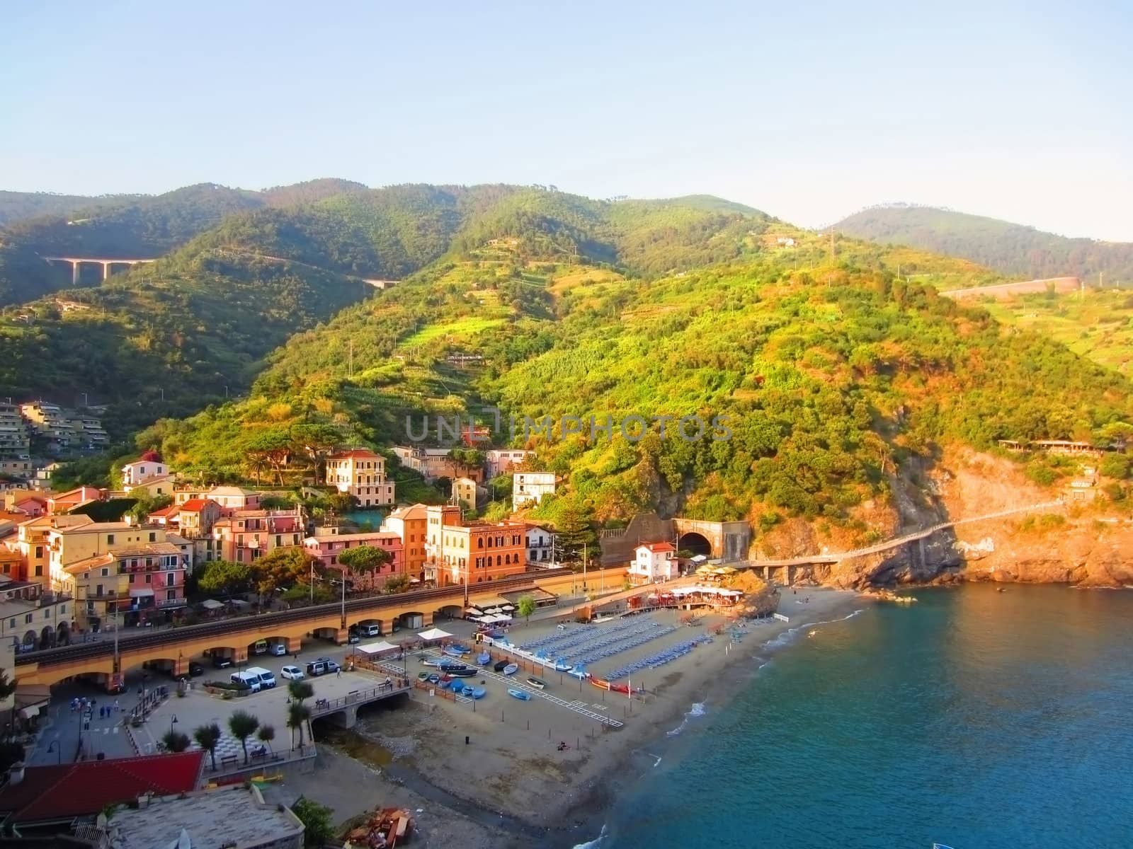 Village on Italian coast in Liguria                            