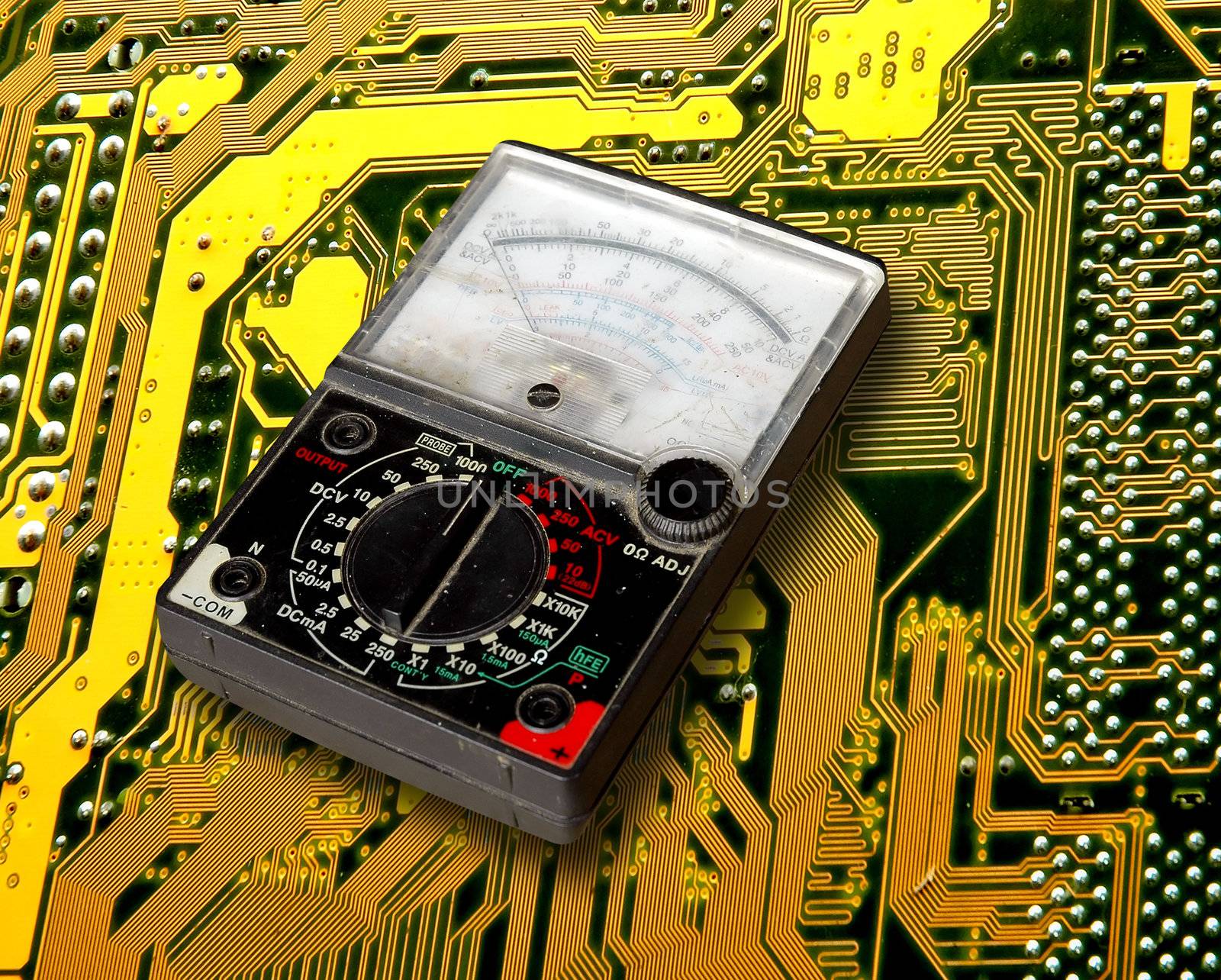 volt meter on electronic circuit board