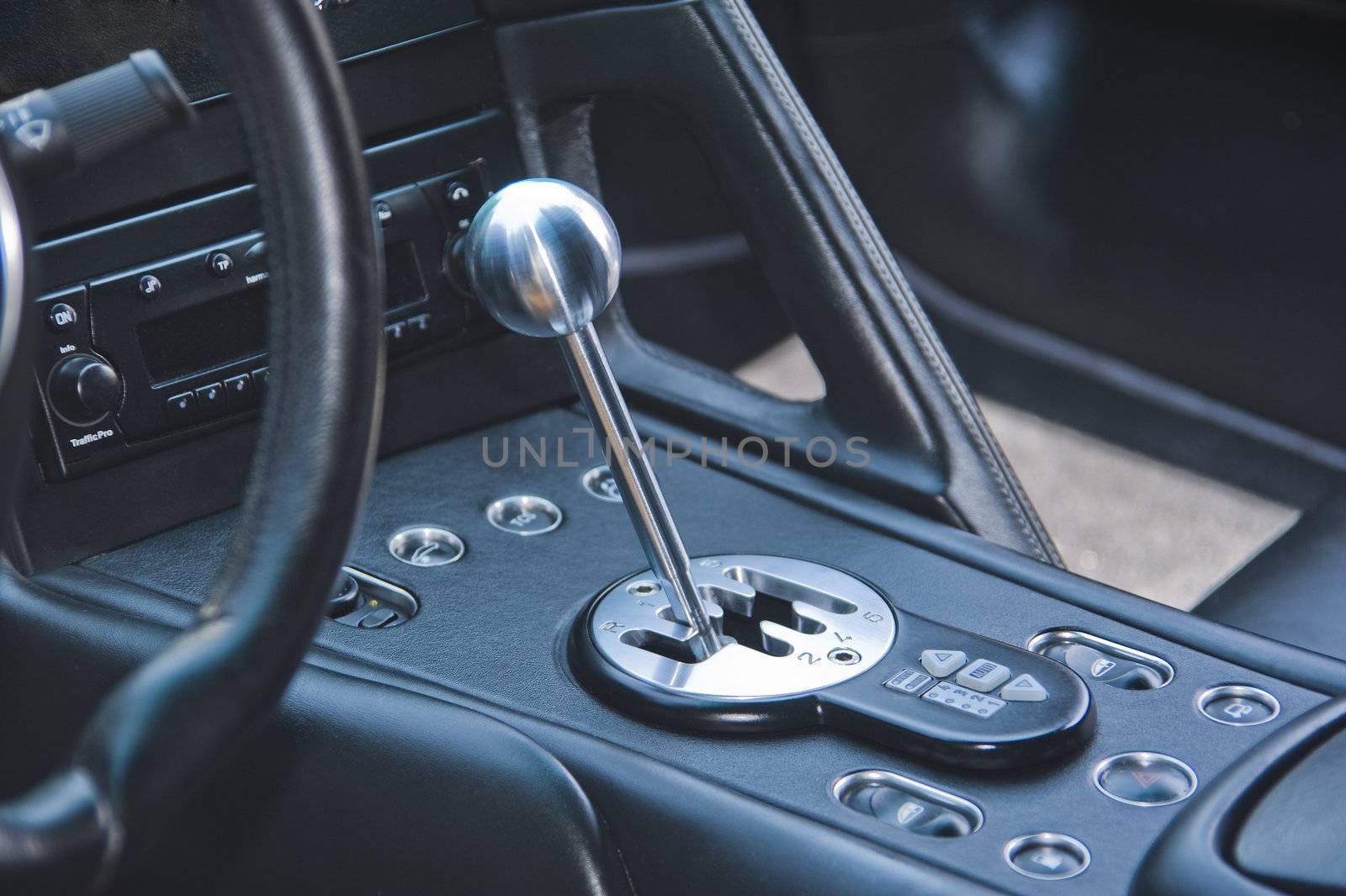 Gear shift lever in exotic Italian sportscar