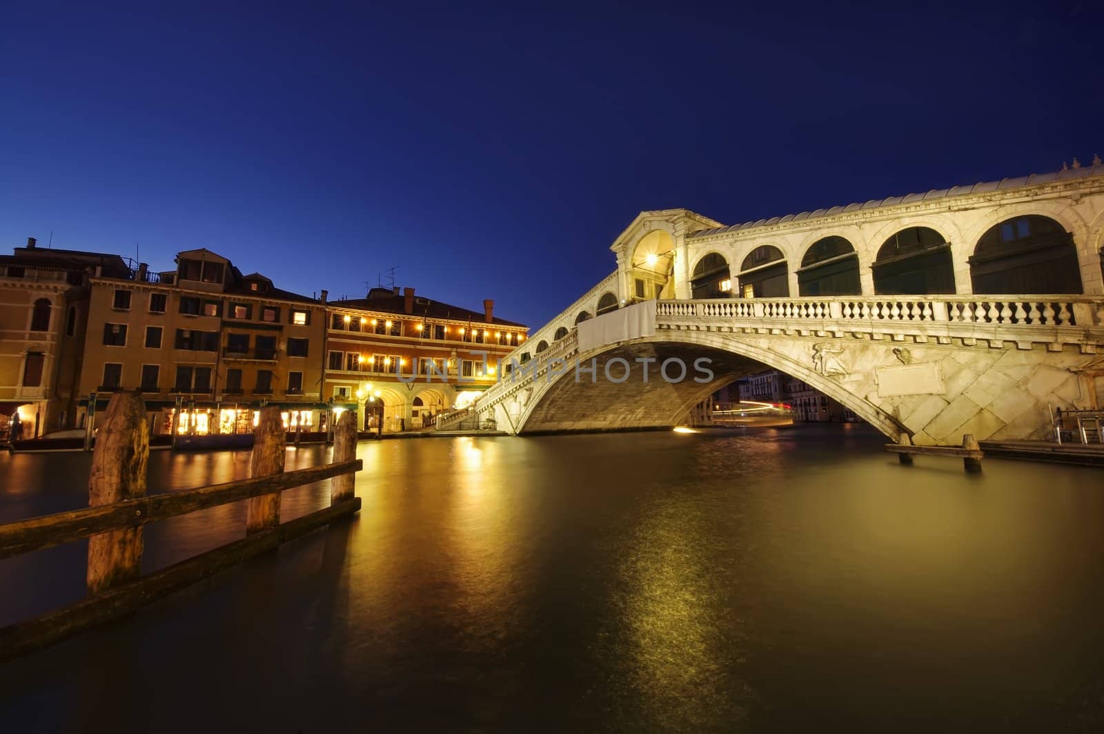 Rialto bridge at night, Venice, Italy