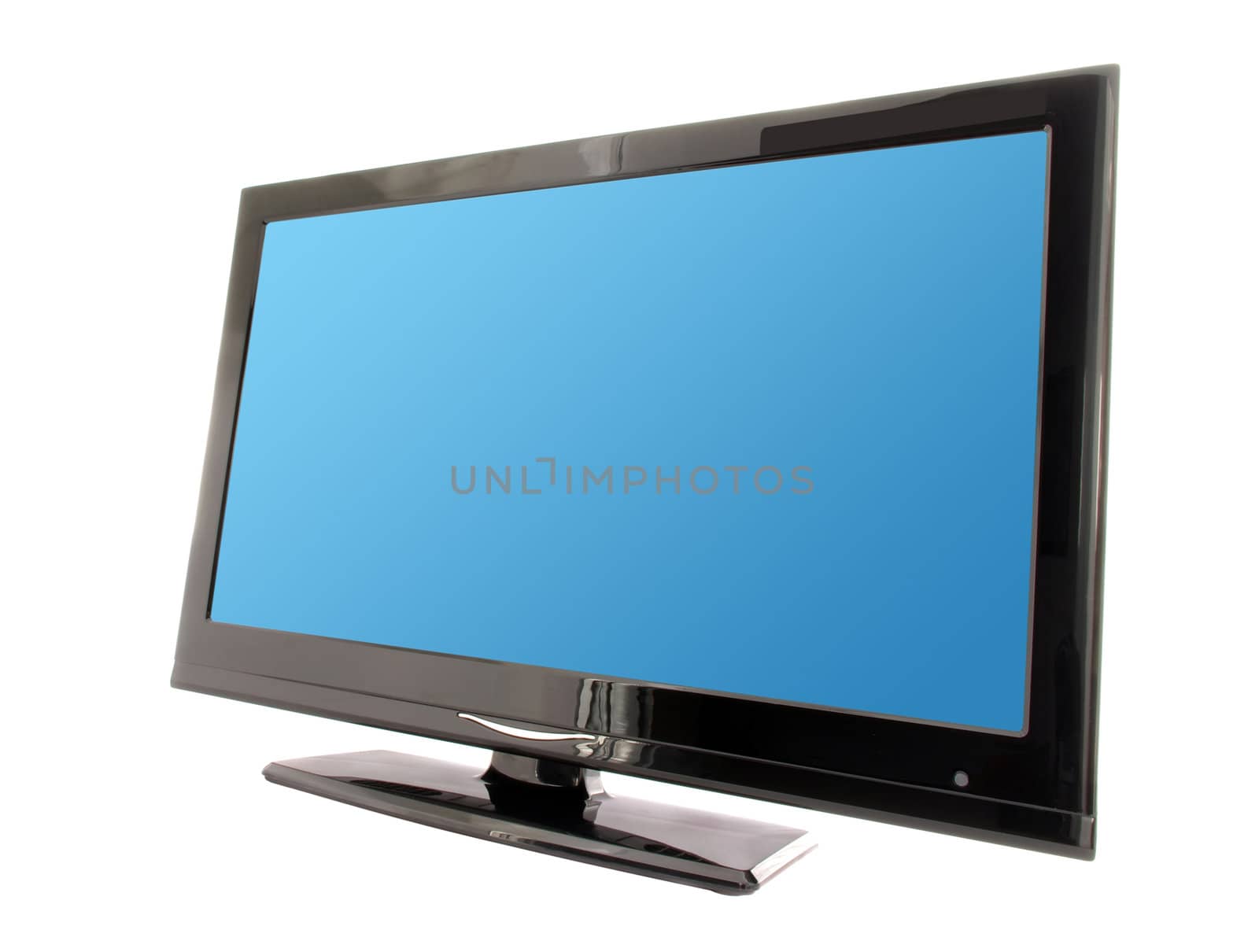 blue lcd tv monitor isolated on white background