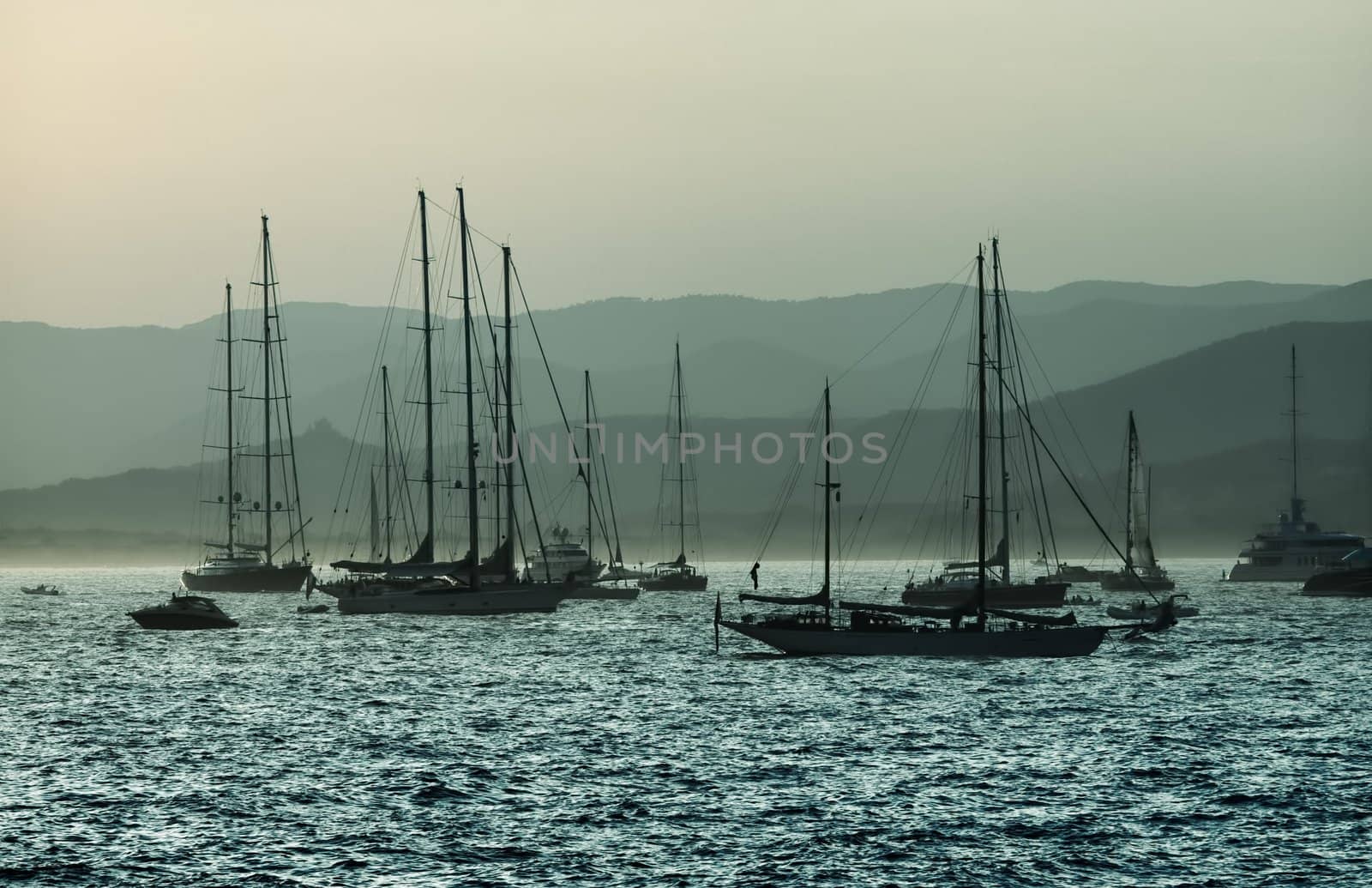 sailing boats on Mediterranean sea, France, Cote d'Azure