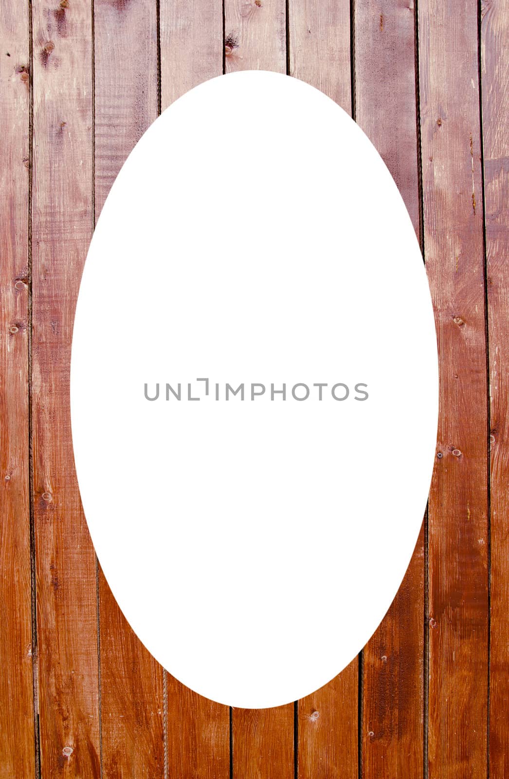 Planks wall background and white oval in center by sauletas