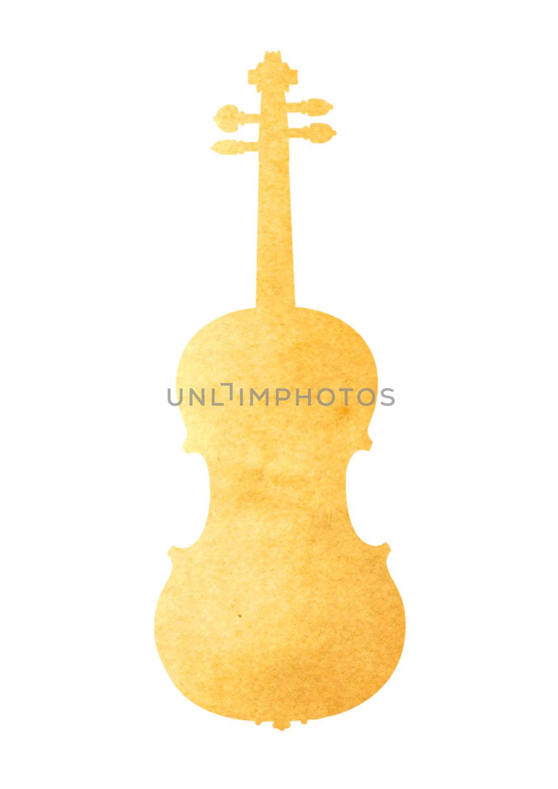 Grunge image of violin from old paper isolated  by nuchylee
