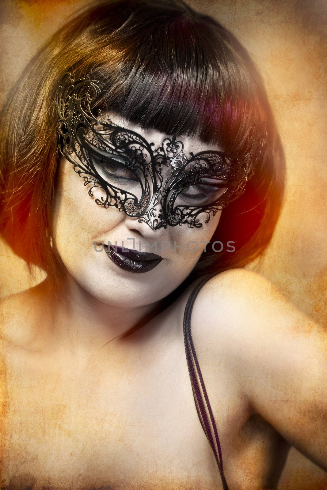 mysterious sexy woman with artistic style Venetian mask