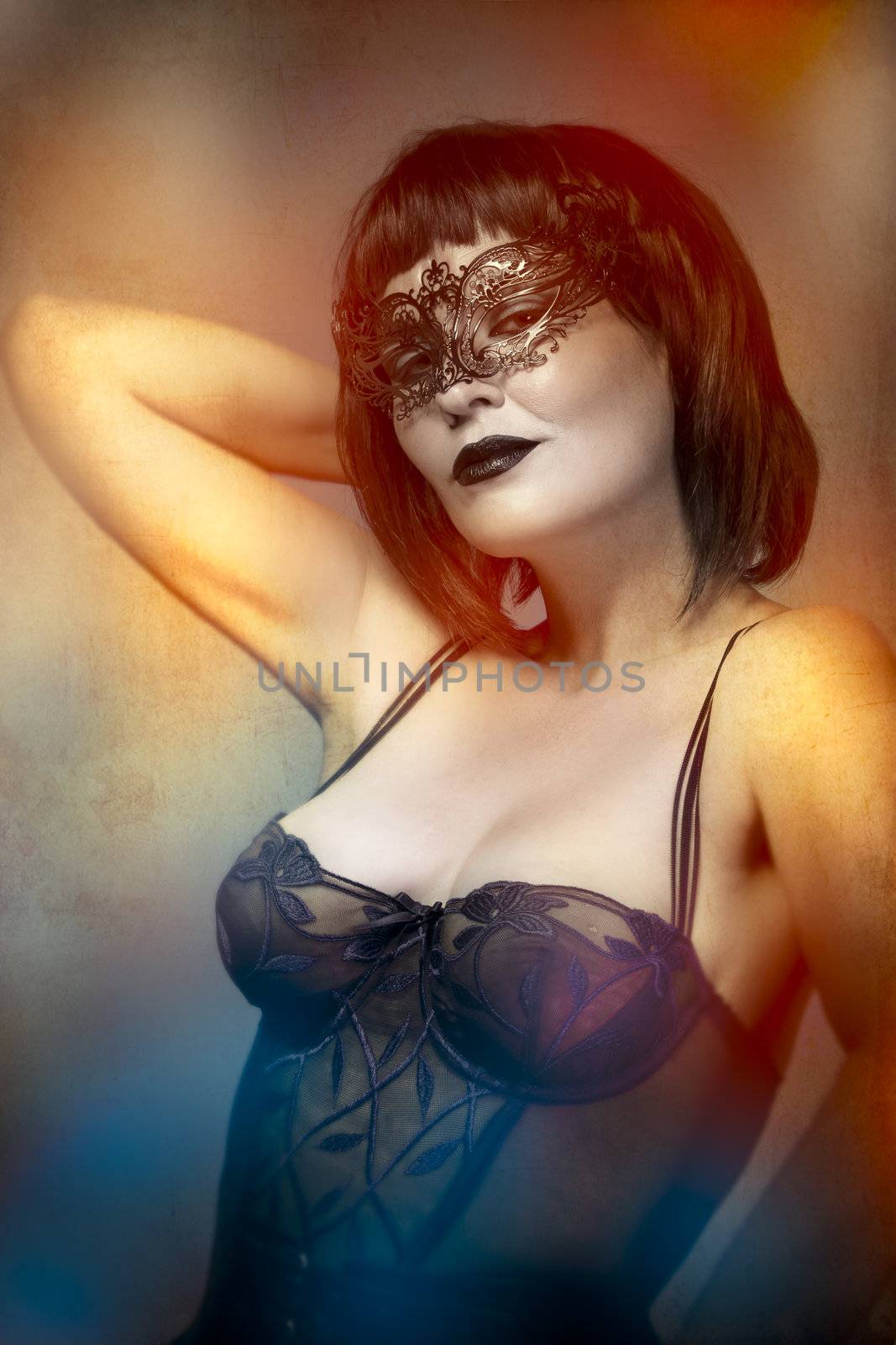 mysterious sexy woman with artistic style Venetian mask