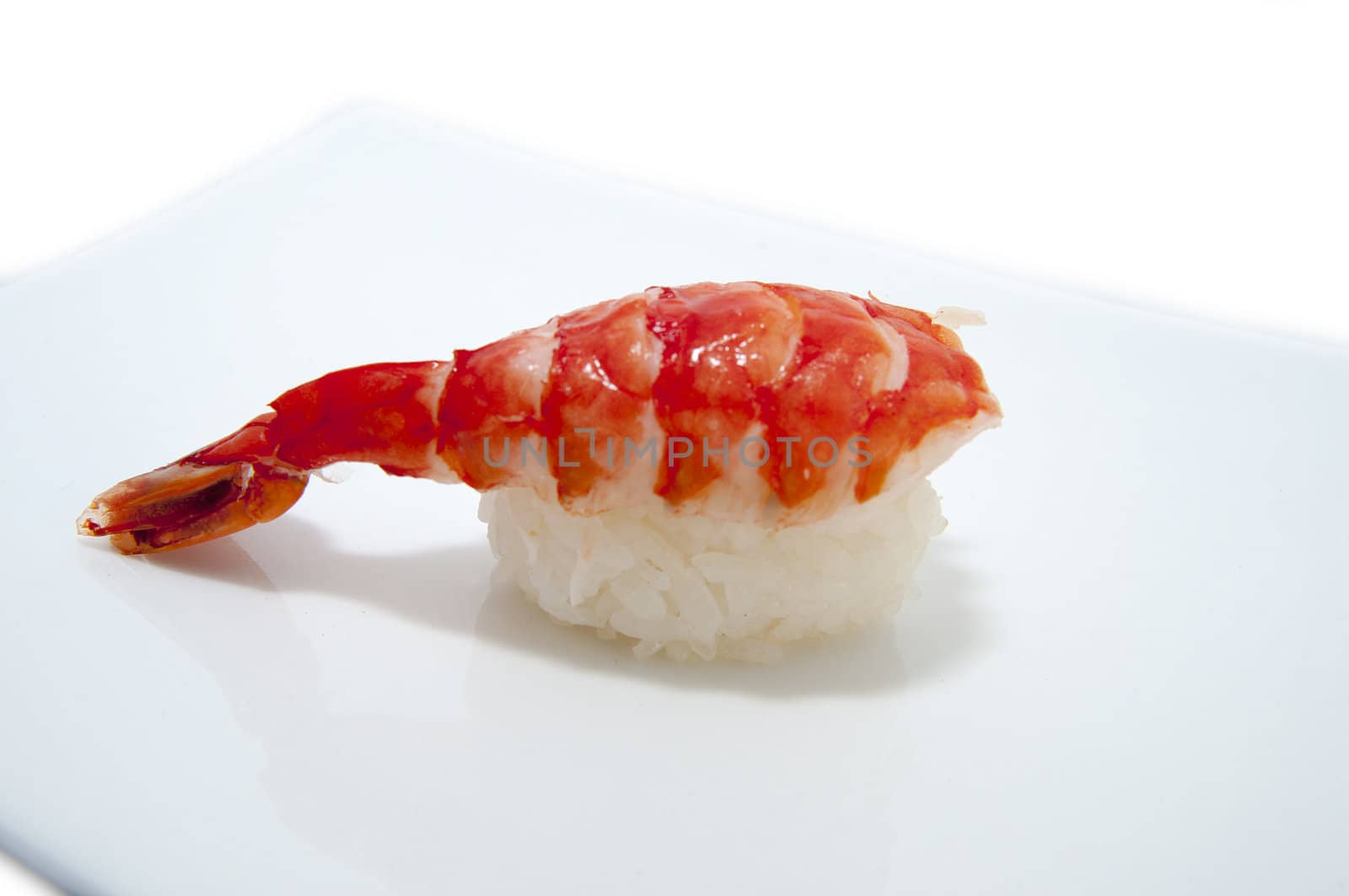 Japanese sushi fish and seafood on white background