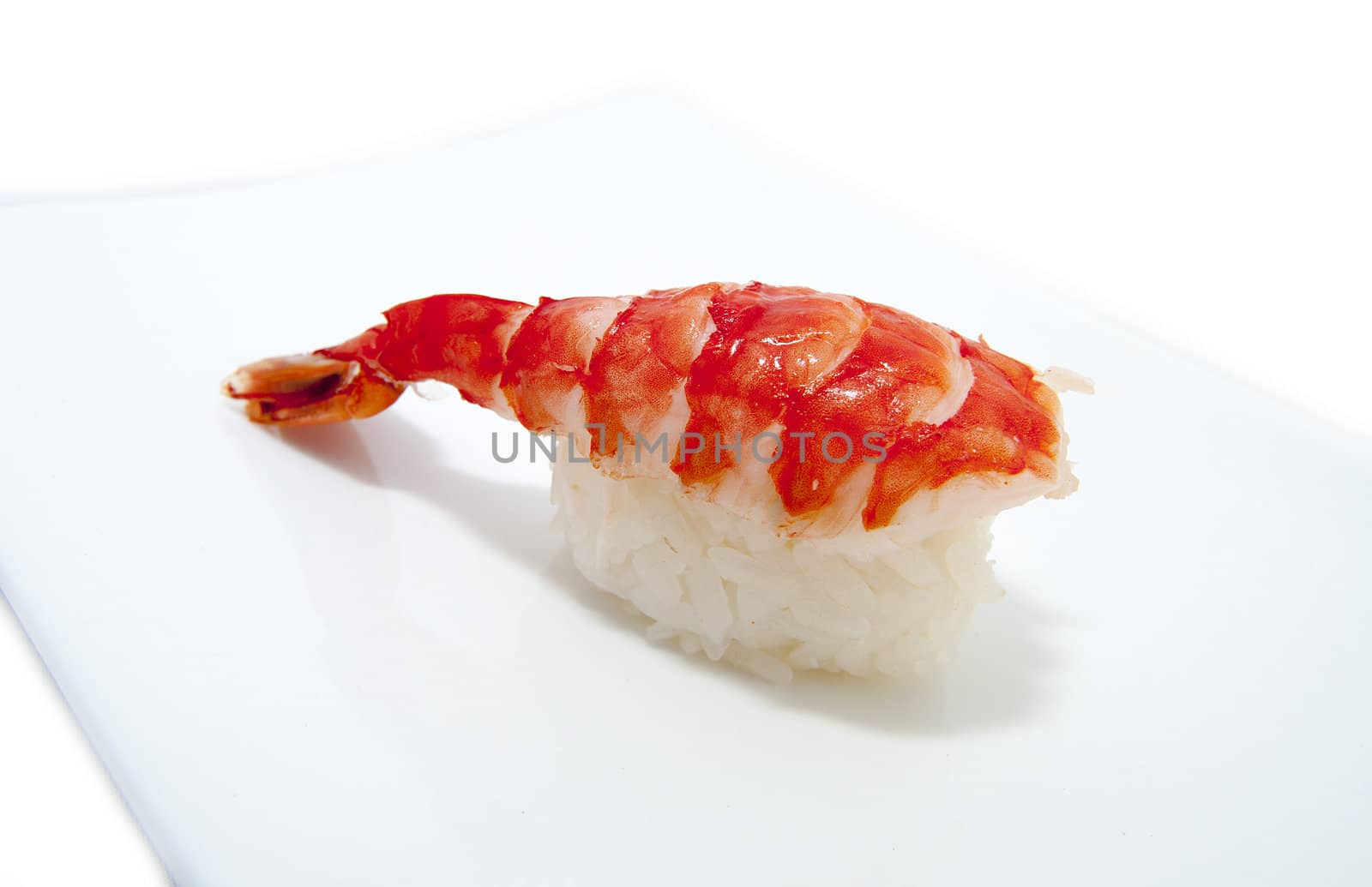 Japanese sushi fish and seafood on white background