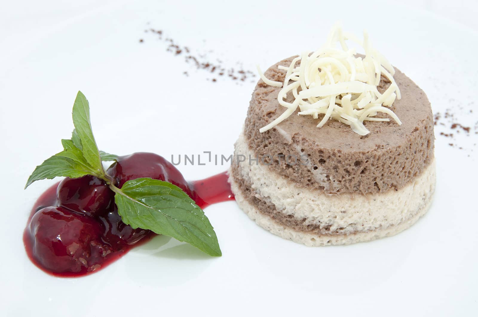 creamy chocolate desserts and ice cream on a white background by Lester120