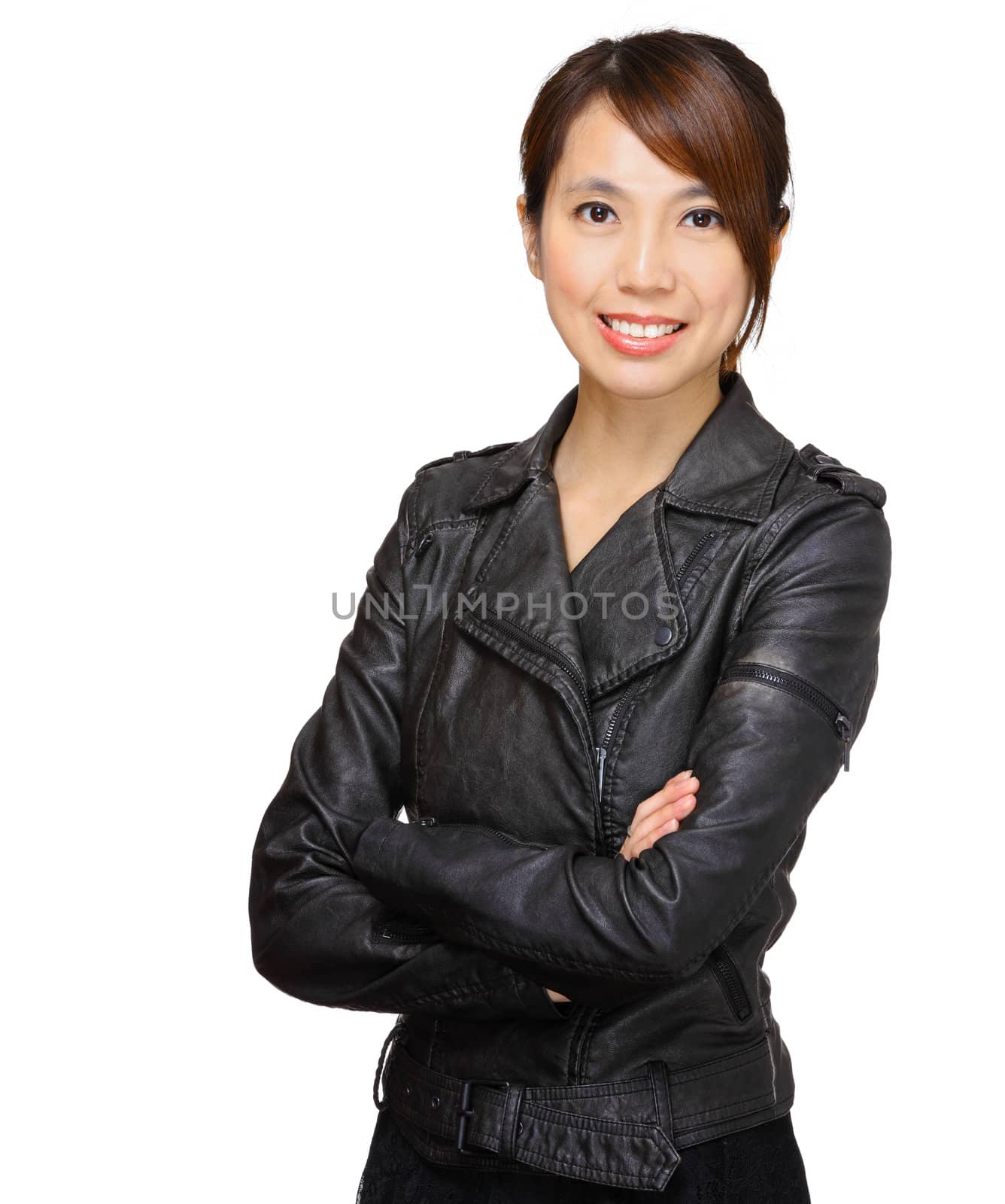 young asian woman over white background