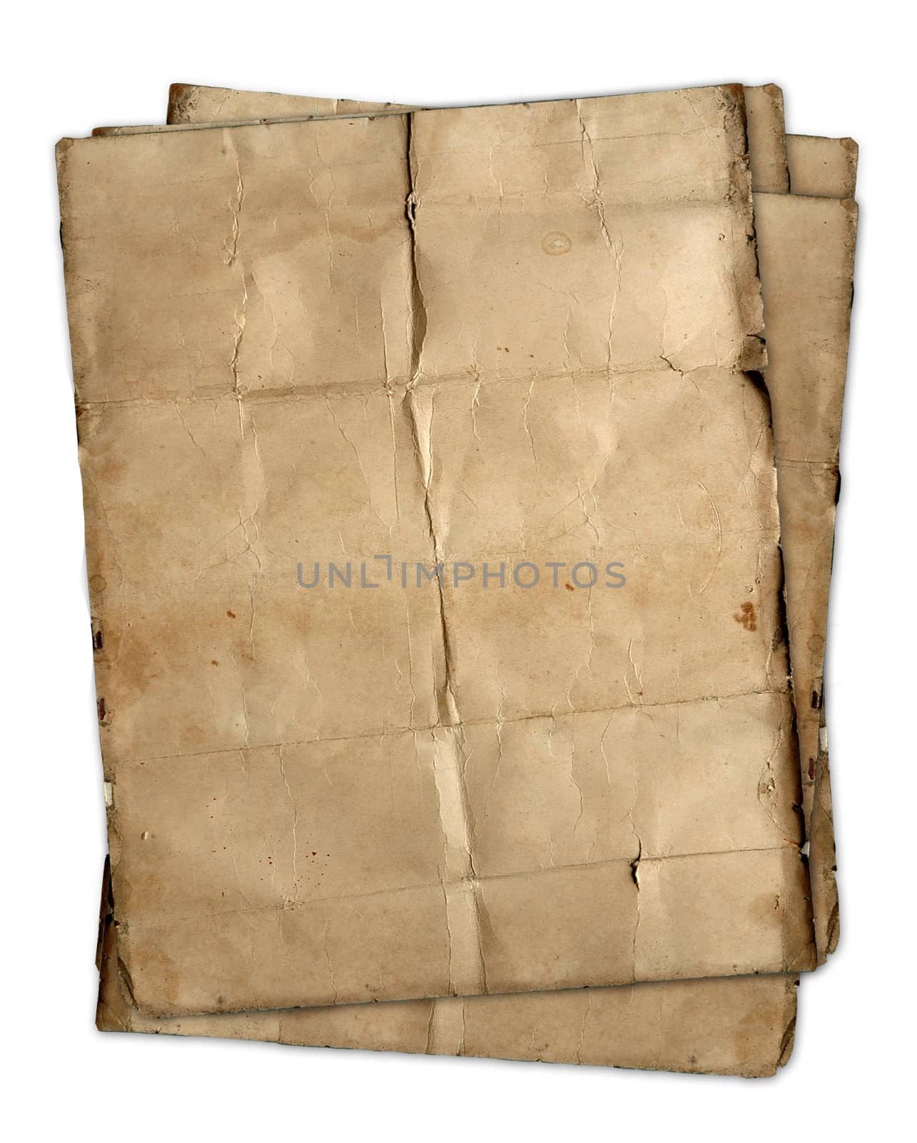 old paper isolated on white background