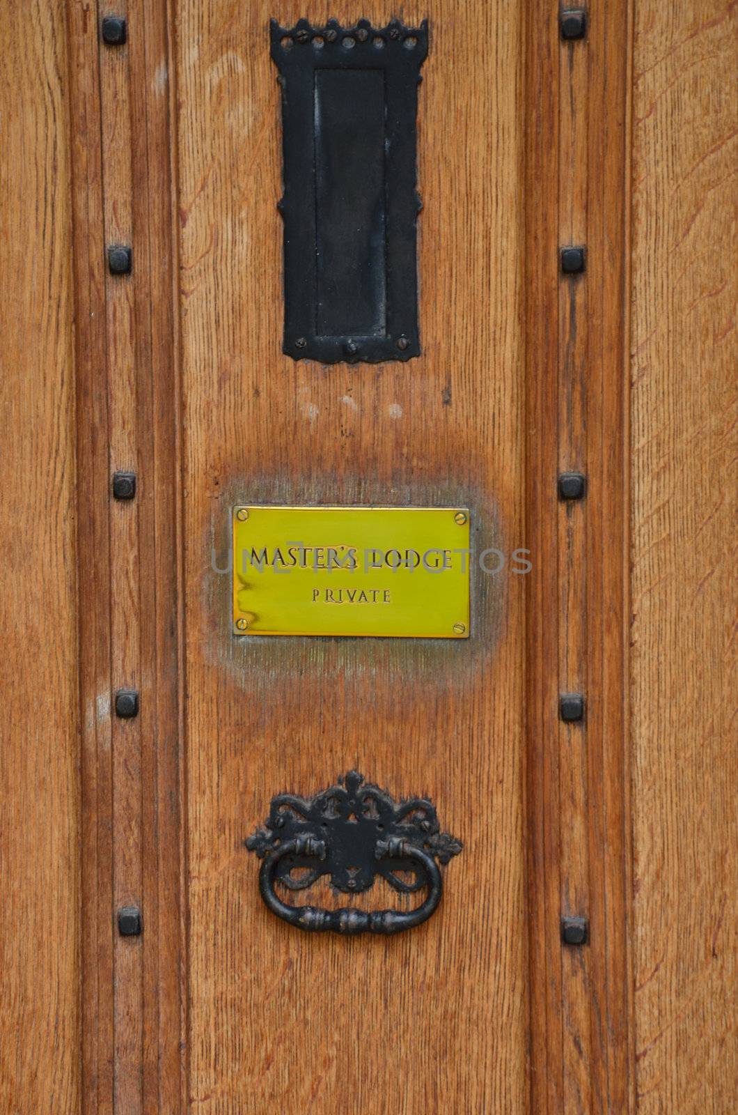 Door to masters lodge with knocker by pauws99
