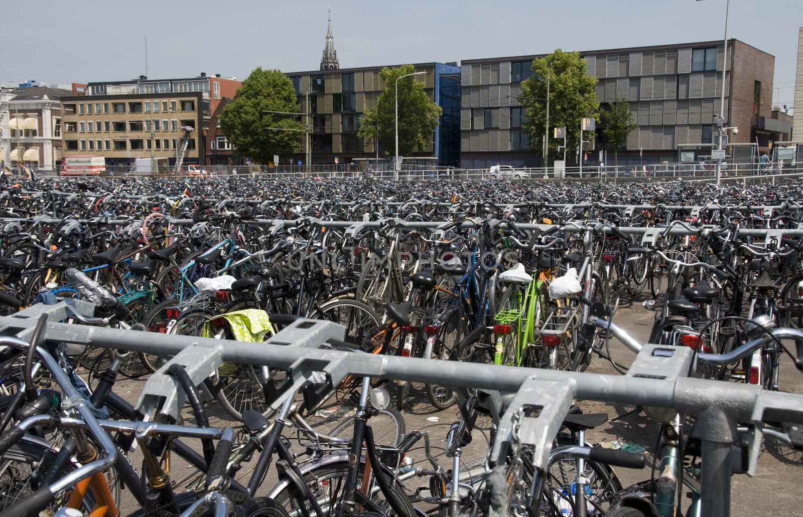 rows with bikes in Holland