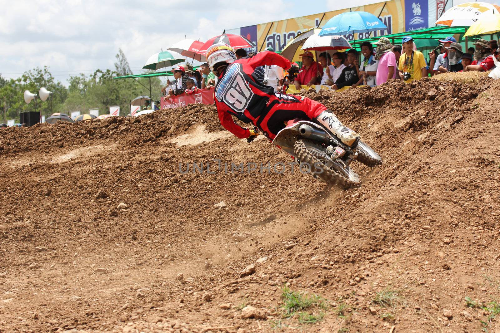 MUAKLEK, THAILAND - AUGUST 05: Unidentified riders participate in  competition Supercross Championship of Thailand, on August 05, 2012 in Muaklek, Saraburi,Thailand