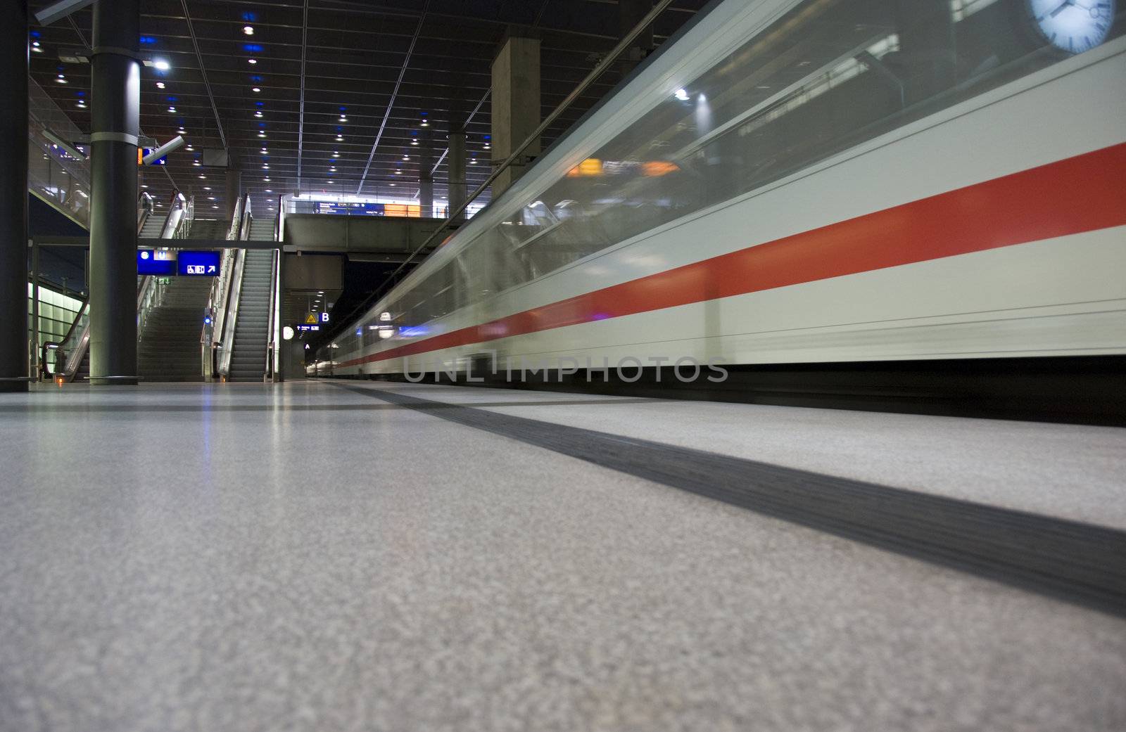 train in high speed passing the station
