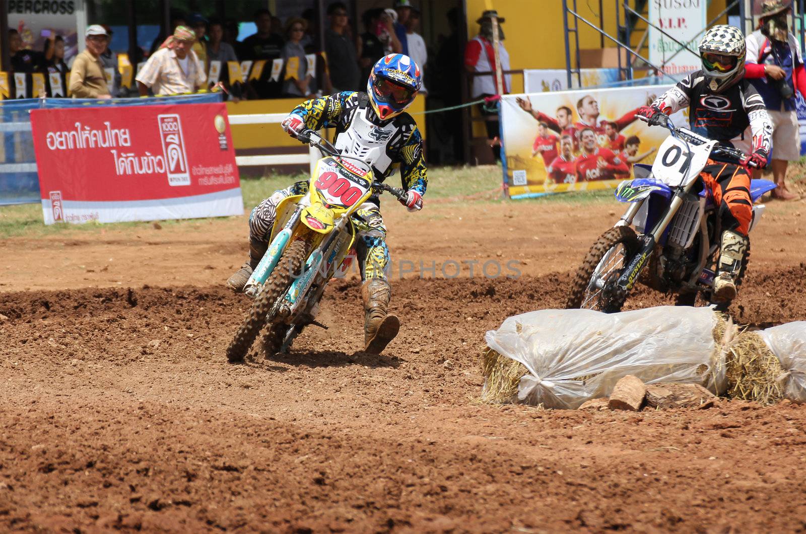 MUAKLEK, THAILAND - AUGUST 05: Unidentified riders participate in  competition Supercross Championship of Thailand, on August 05, 2012 in Muaklek, Saraburi,Thailand