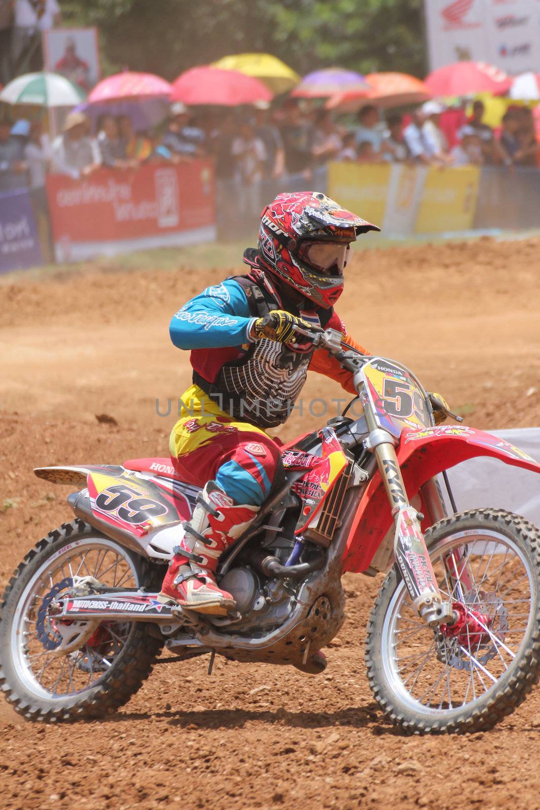 MUAKLEK, THAILAND - AUGUST 05: Unidentified riders participate in  competition Supercross Championship of Thailand, on August 05, 2012 in Muaklek, Saraburi,Thailand