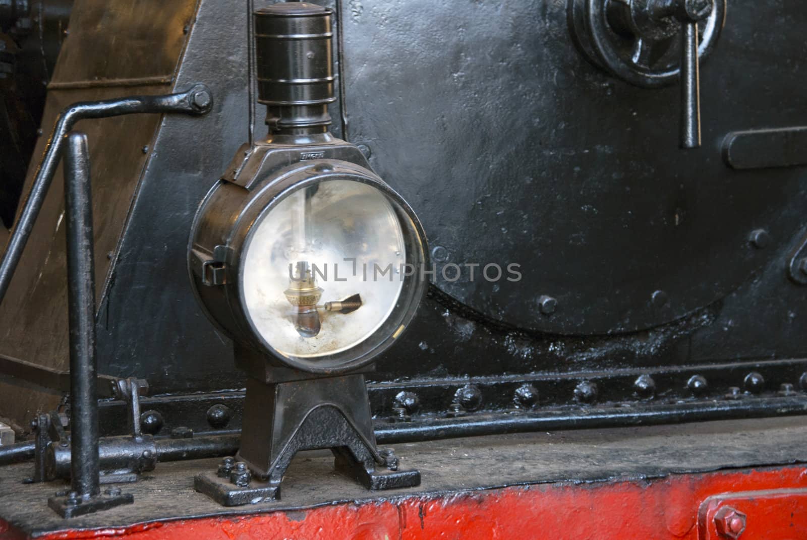 Steam locomotive with old lamp