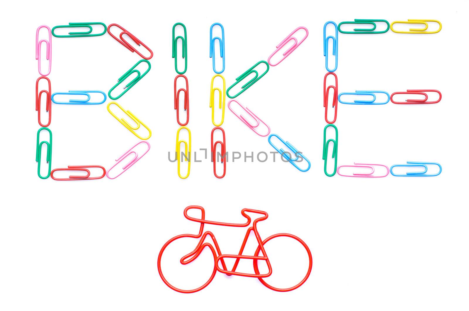 Bike made with clips. Isolated on white background