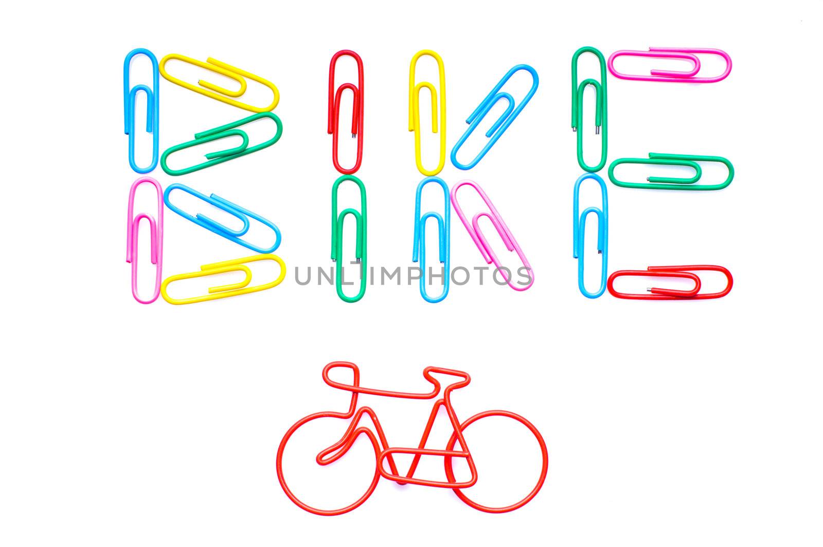 Bike made with clips. Isolated on white background