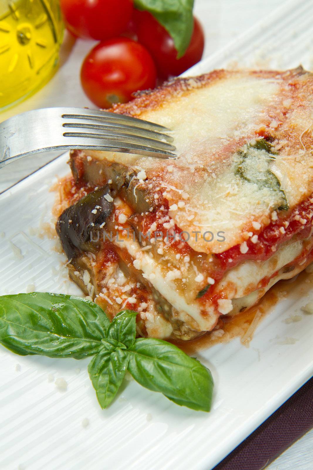 parmigiana eggplant with fresh ingredient 