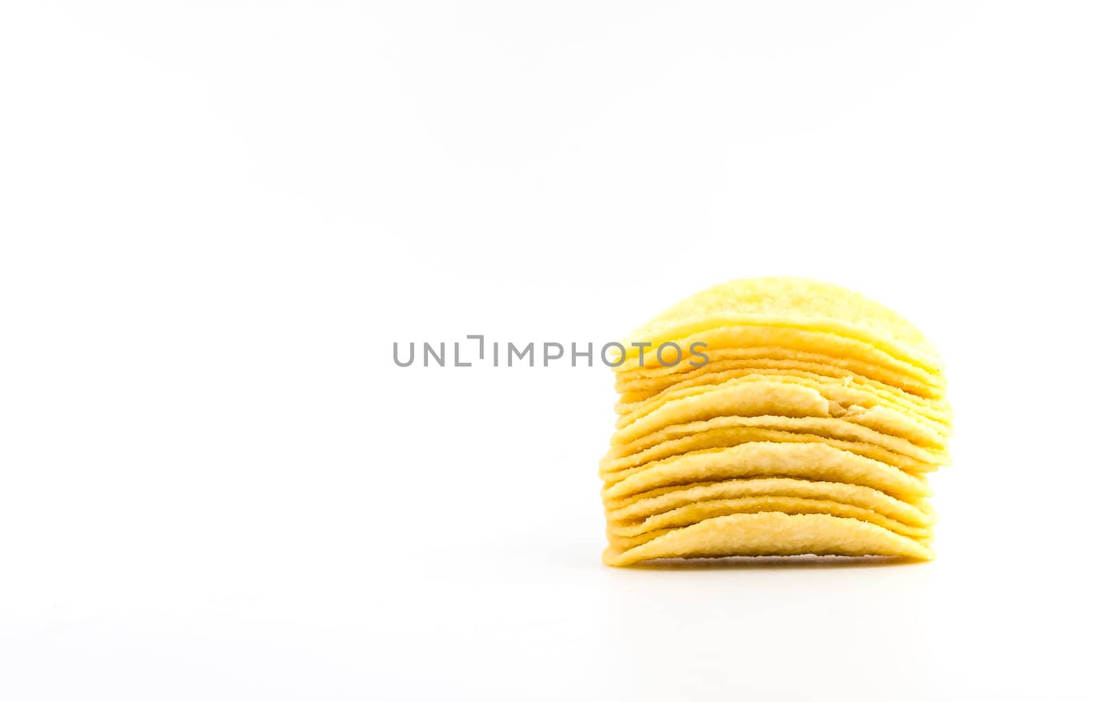 Potato chips crisps on white background by moggara12
