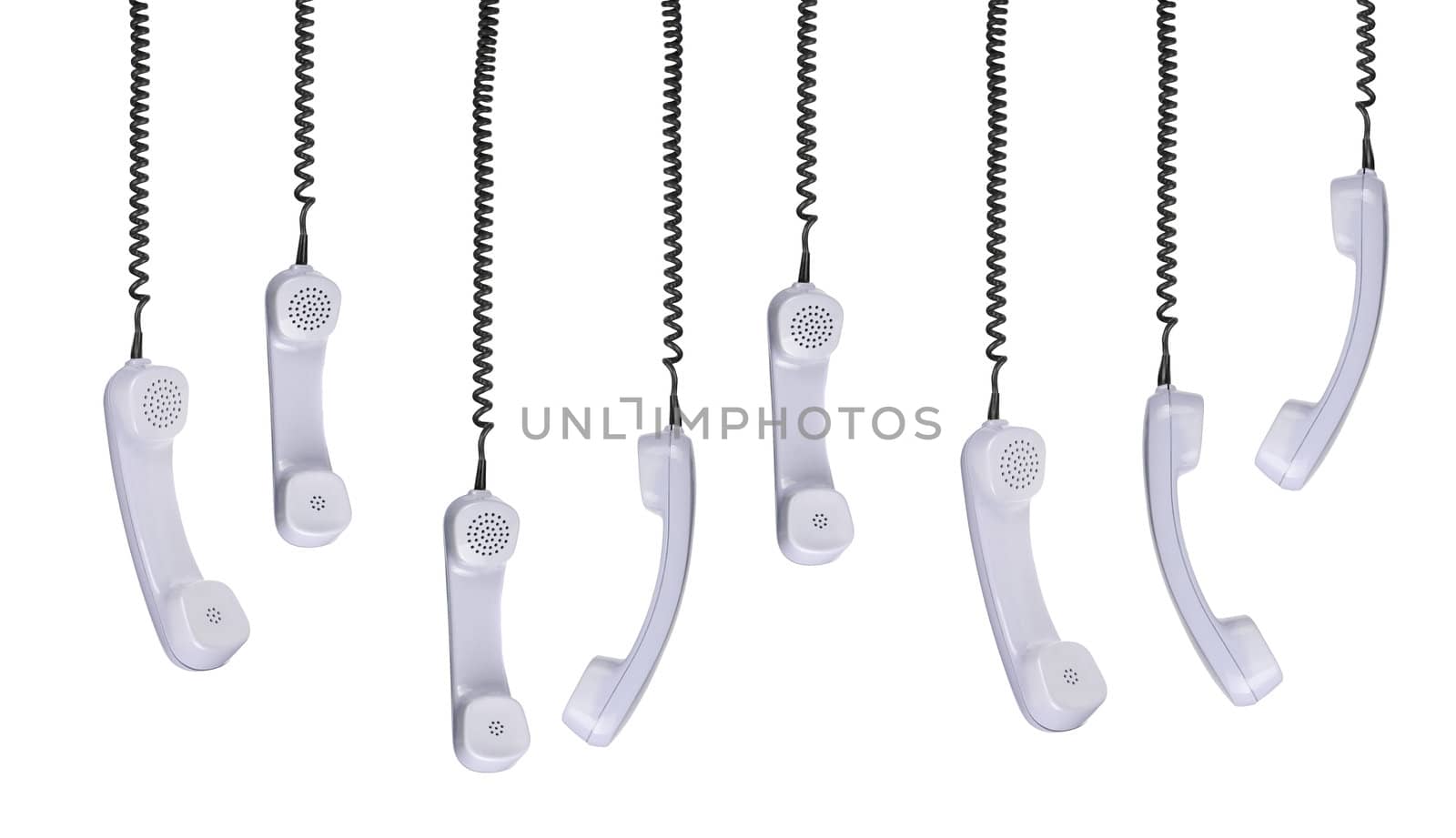 old light blue handsets on cable on white