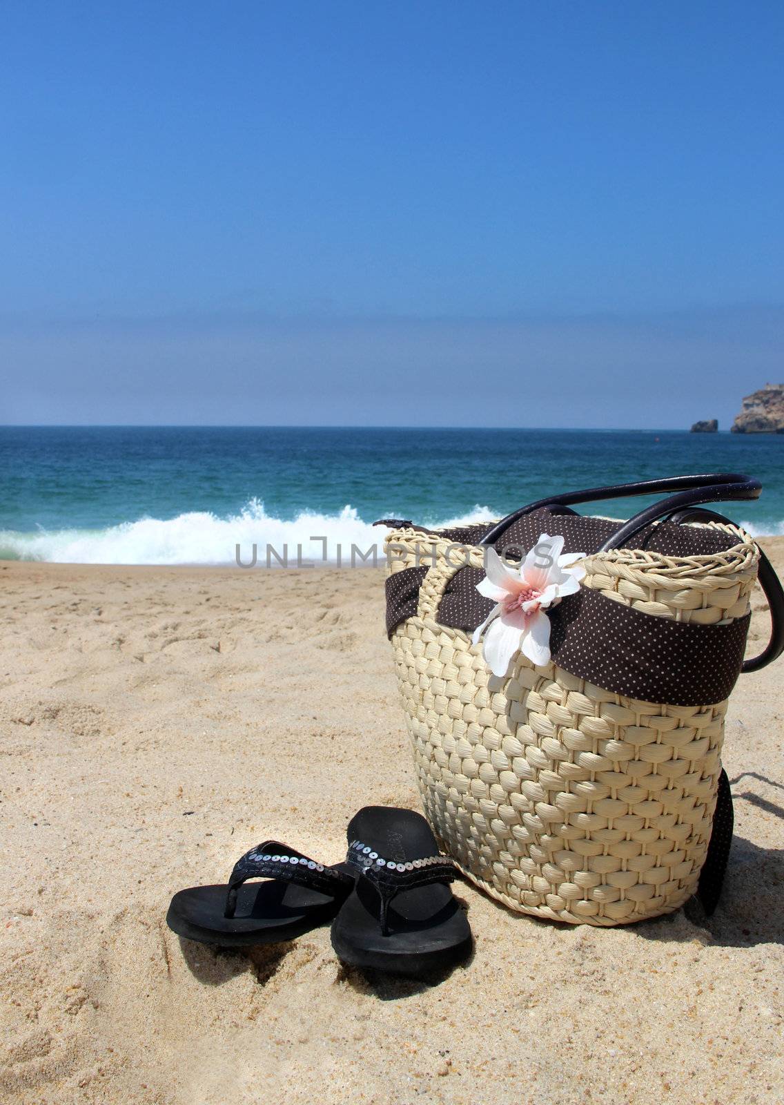 Seacoast, straw beach bag and flip-flops by tanouchka