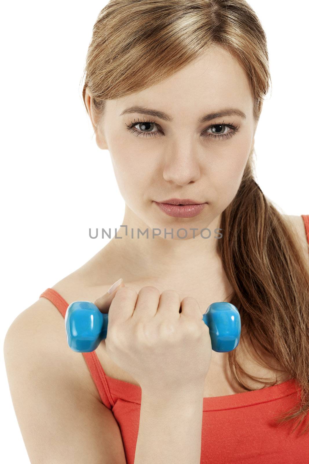 portrait of a fitness woman with a dumbbell by RobStark