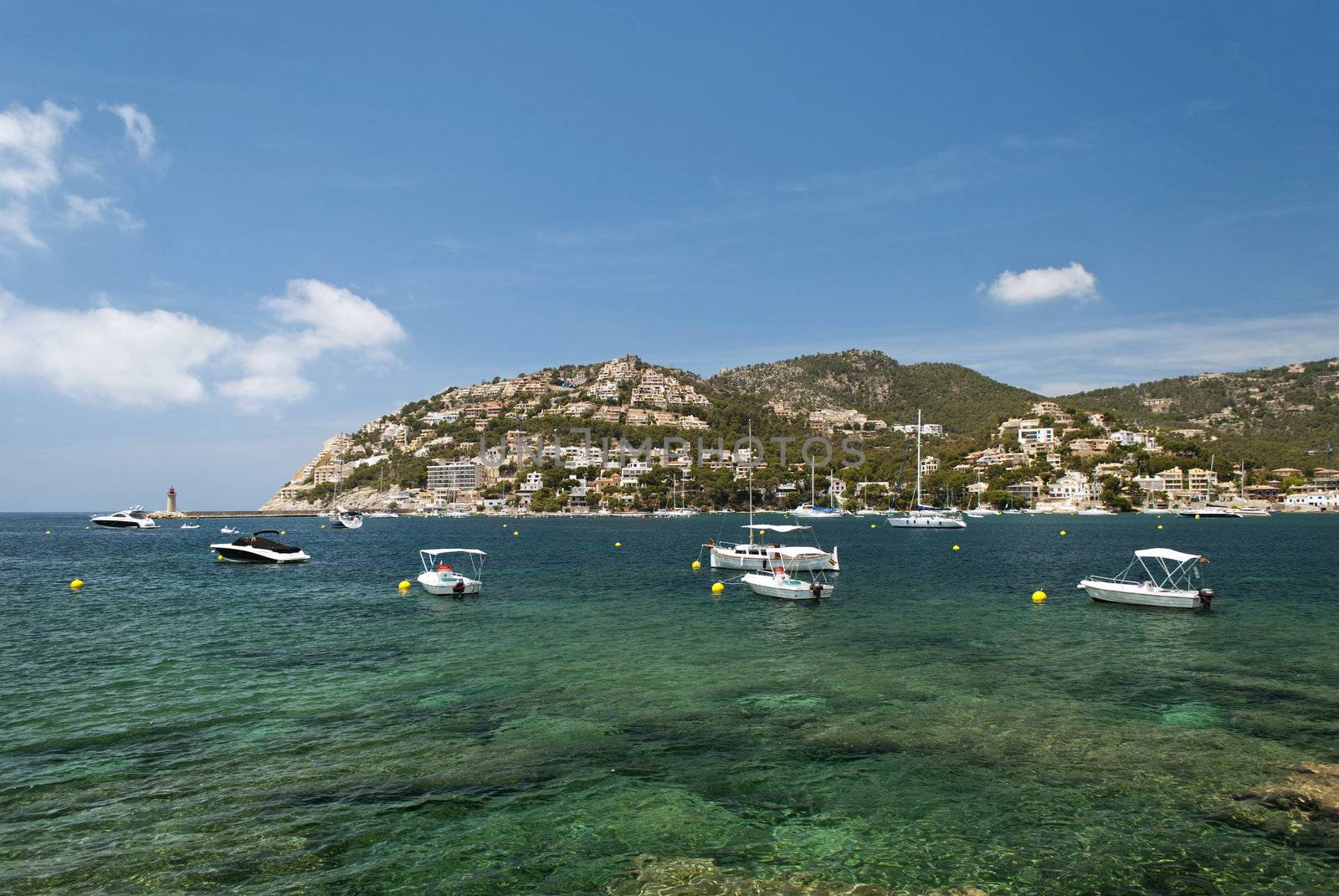 View of the ocean and yachts, Majorca, Spain